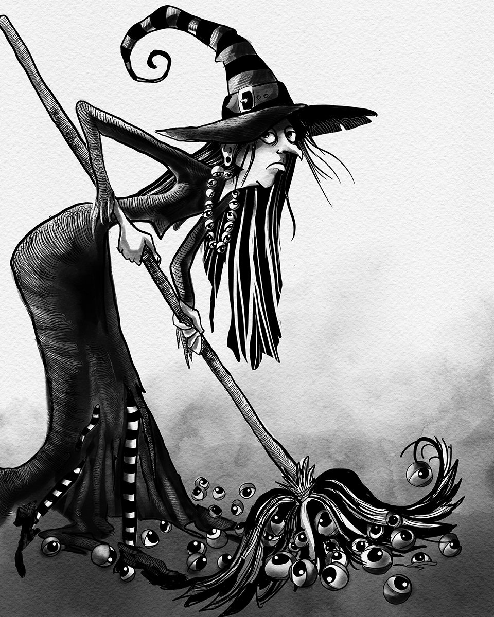 Witch Sweeping Up Her Mess