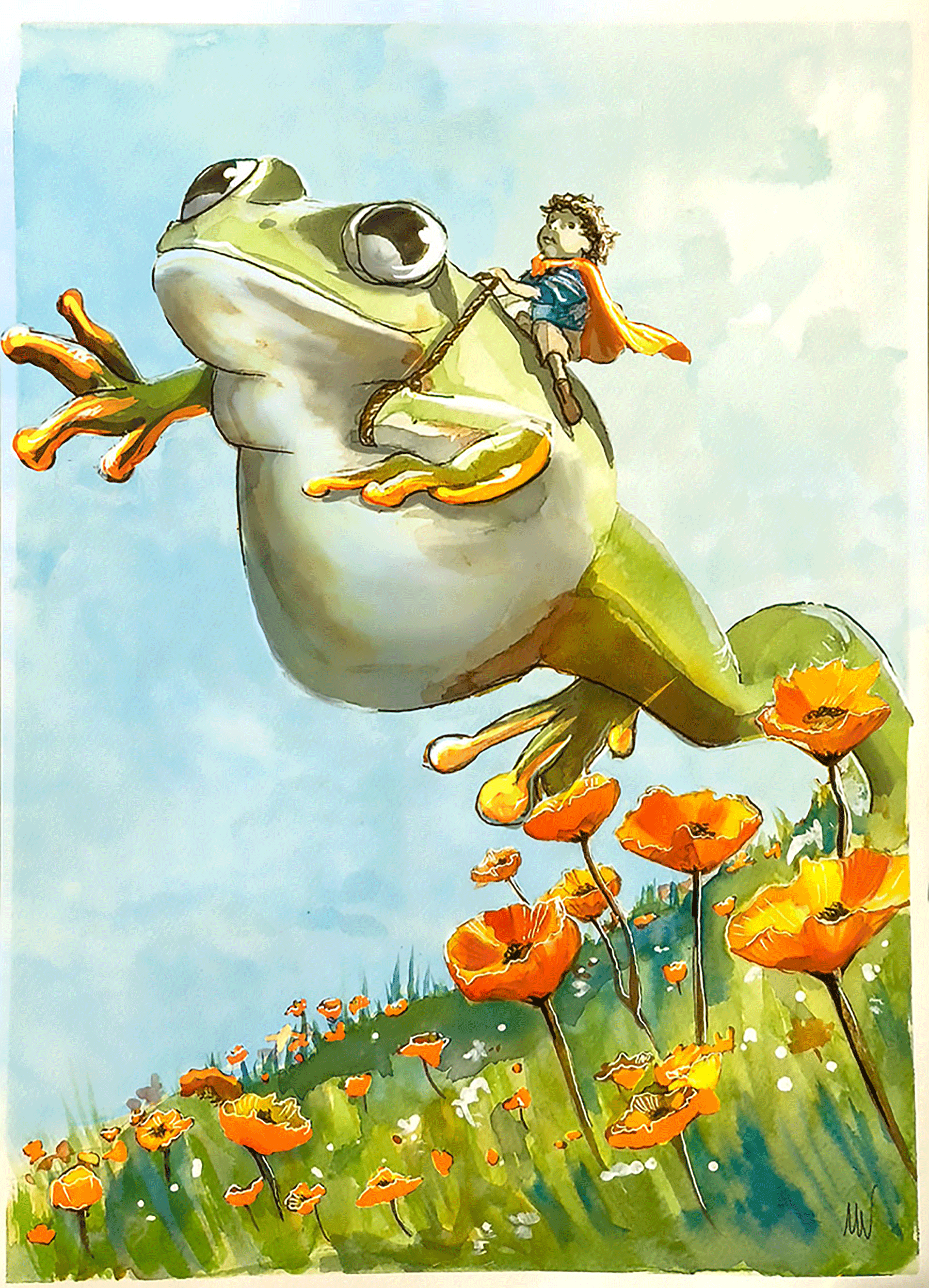 Ink on Paper of a Froggy Adventure