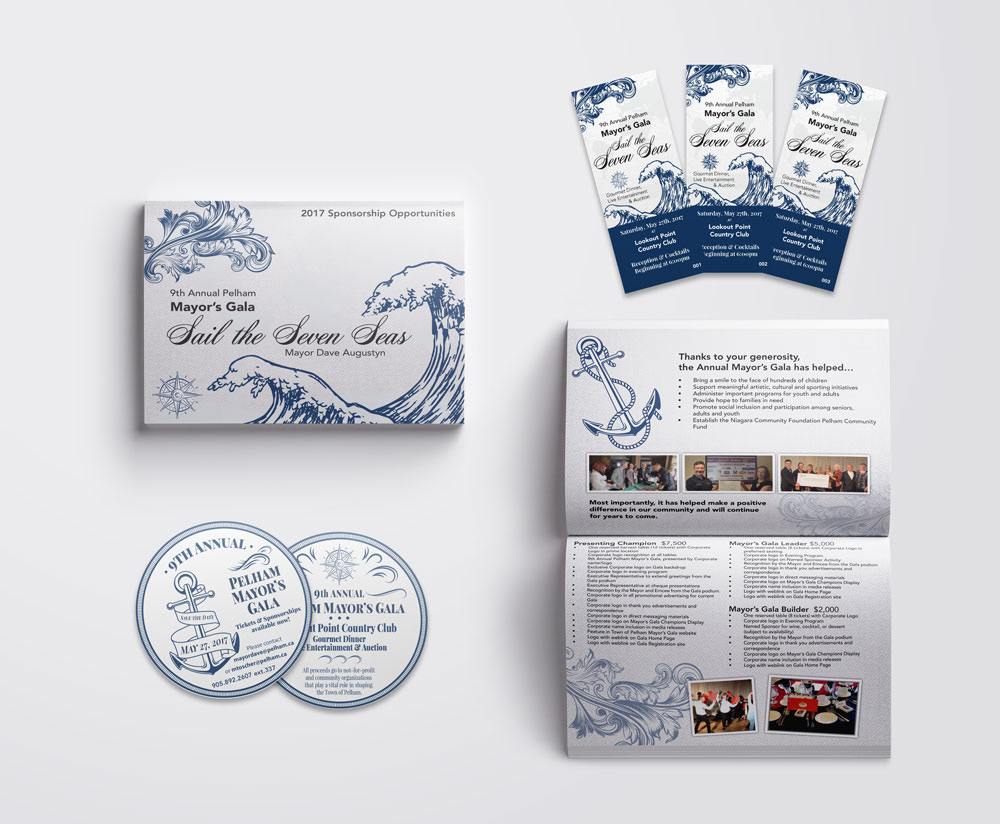 Mayors Gala Booklet, Raffle Tickets and Coasters for The Town of Pelham