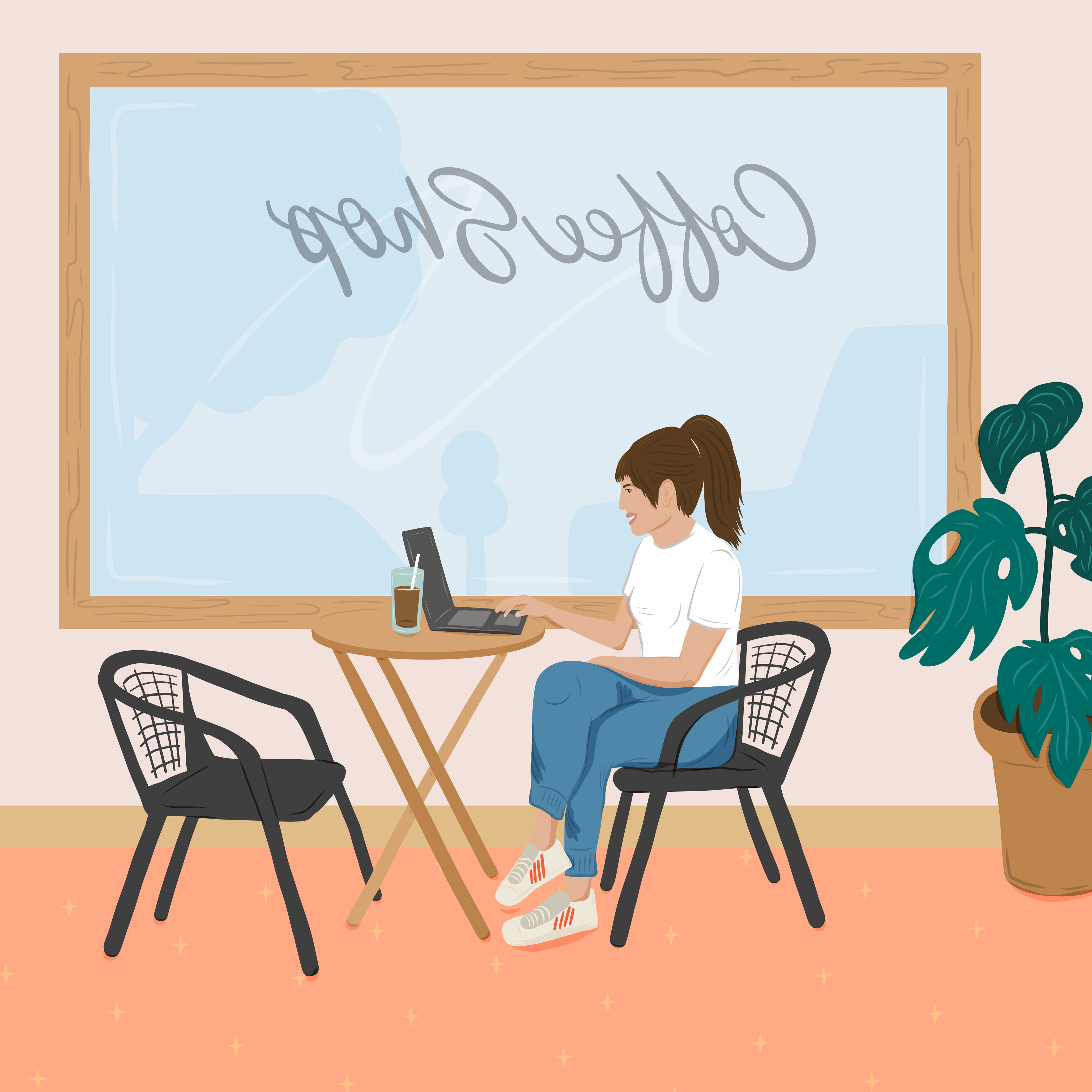 Co-working in a coffee shop