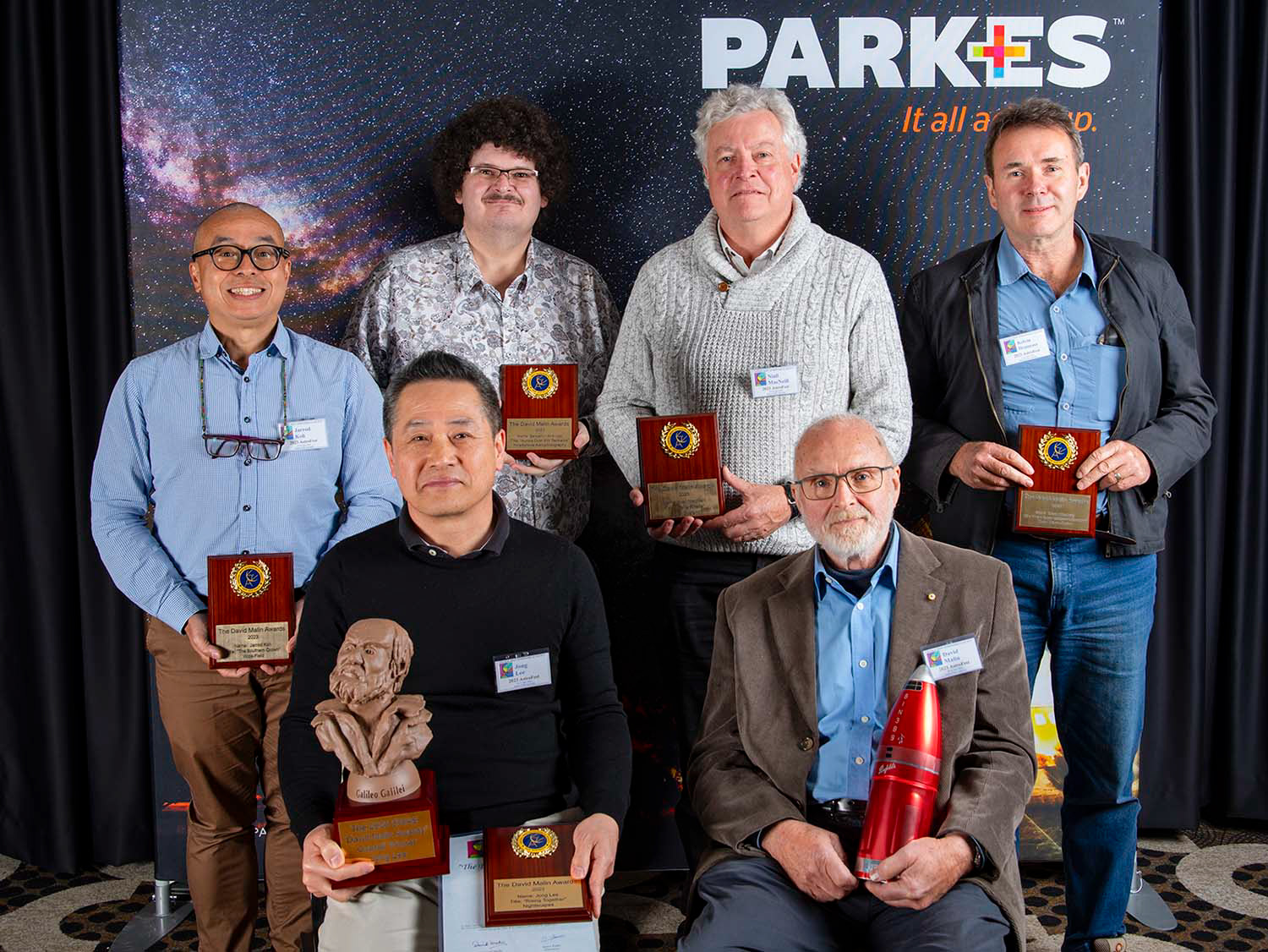 The Category Winners L-R: Jarrod Koh, Jong Lee (seated), Benjamin Alldridge, Niall MacNeill, Dr David Malin (seated), Kelvin Hennessy. Not present: Geoff Healey and Lachlan Wilson
