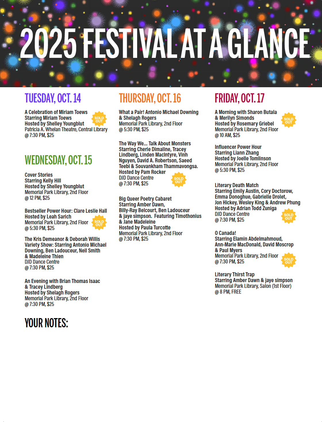 2025 Festival At A Glance (printed guide)