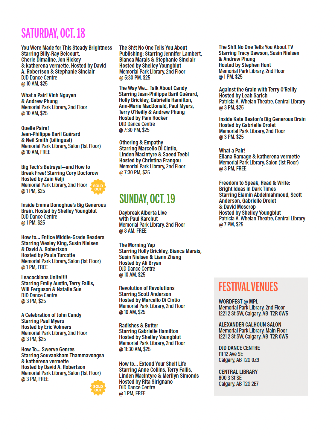 2025 Festival At A Glance (printed guide)