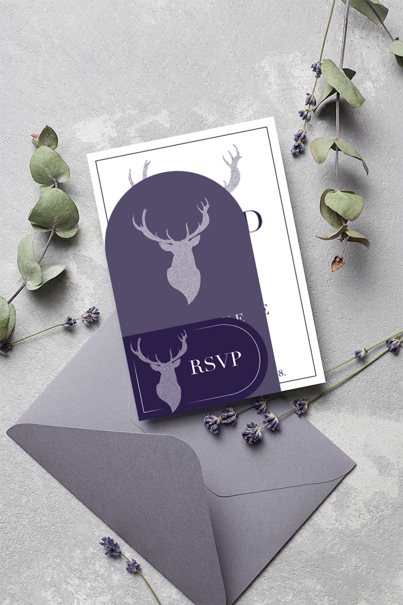Wedding invitation - Scottish Wedding - Stag theme
