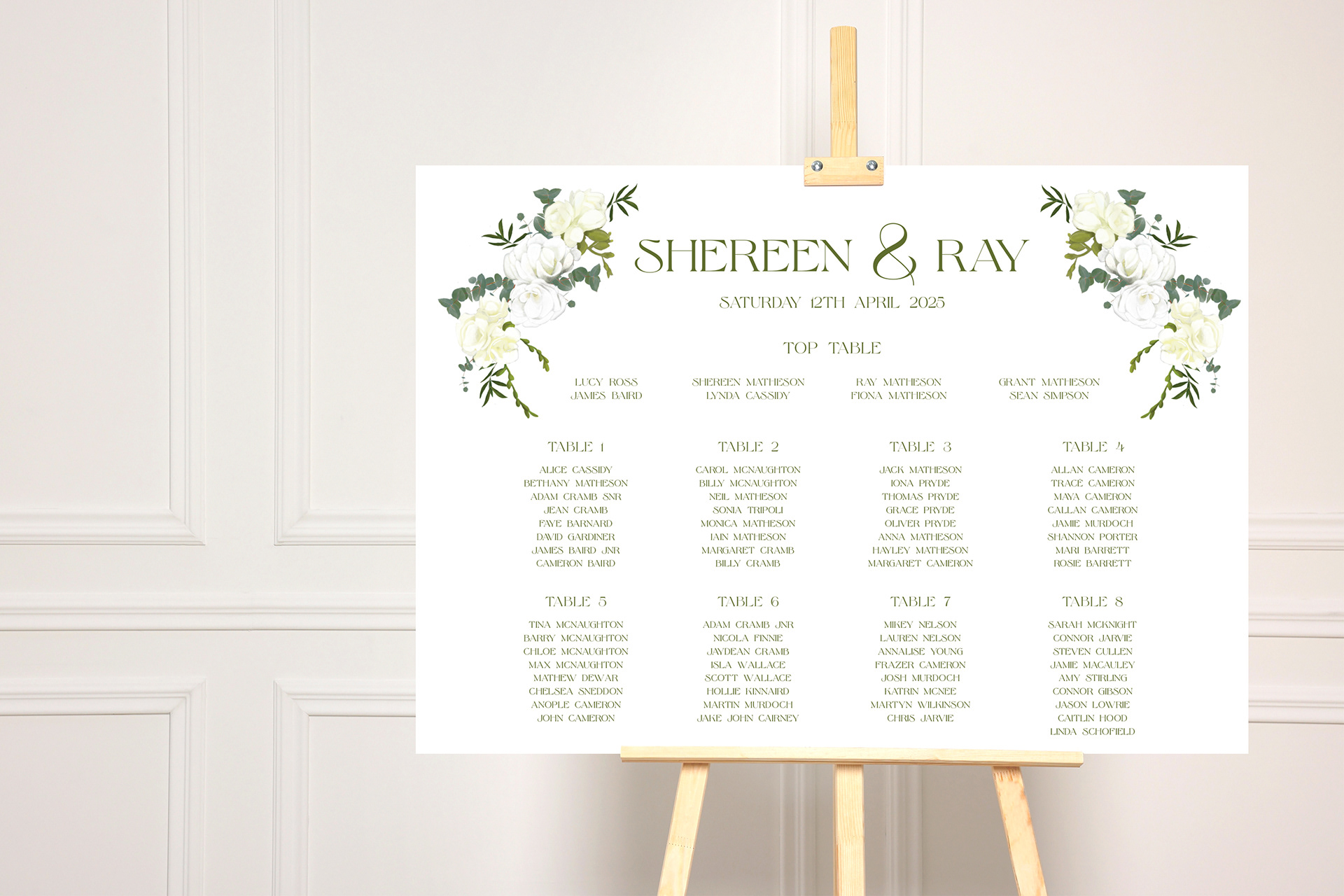Table Plan - handprinted artwork