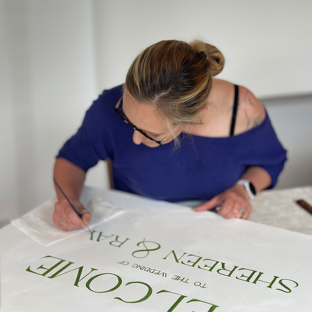 Welcome Board - handprinted artwork