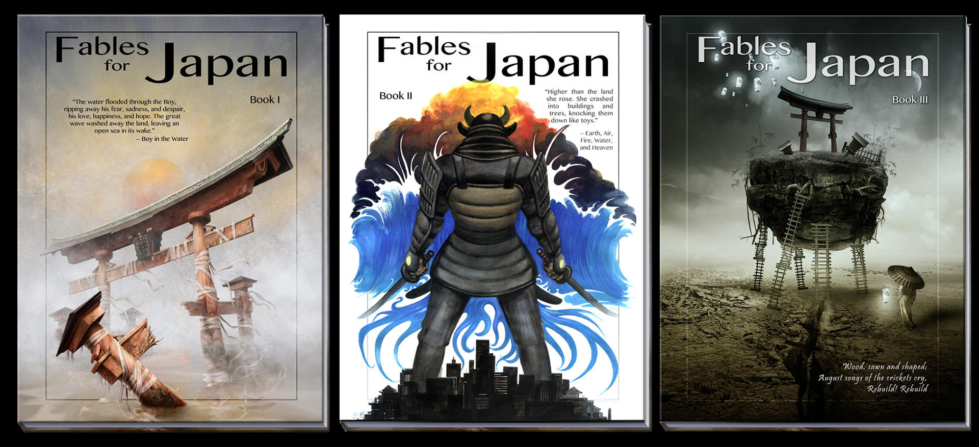 Mock-up of the three volumes