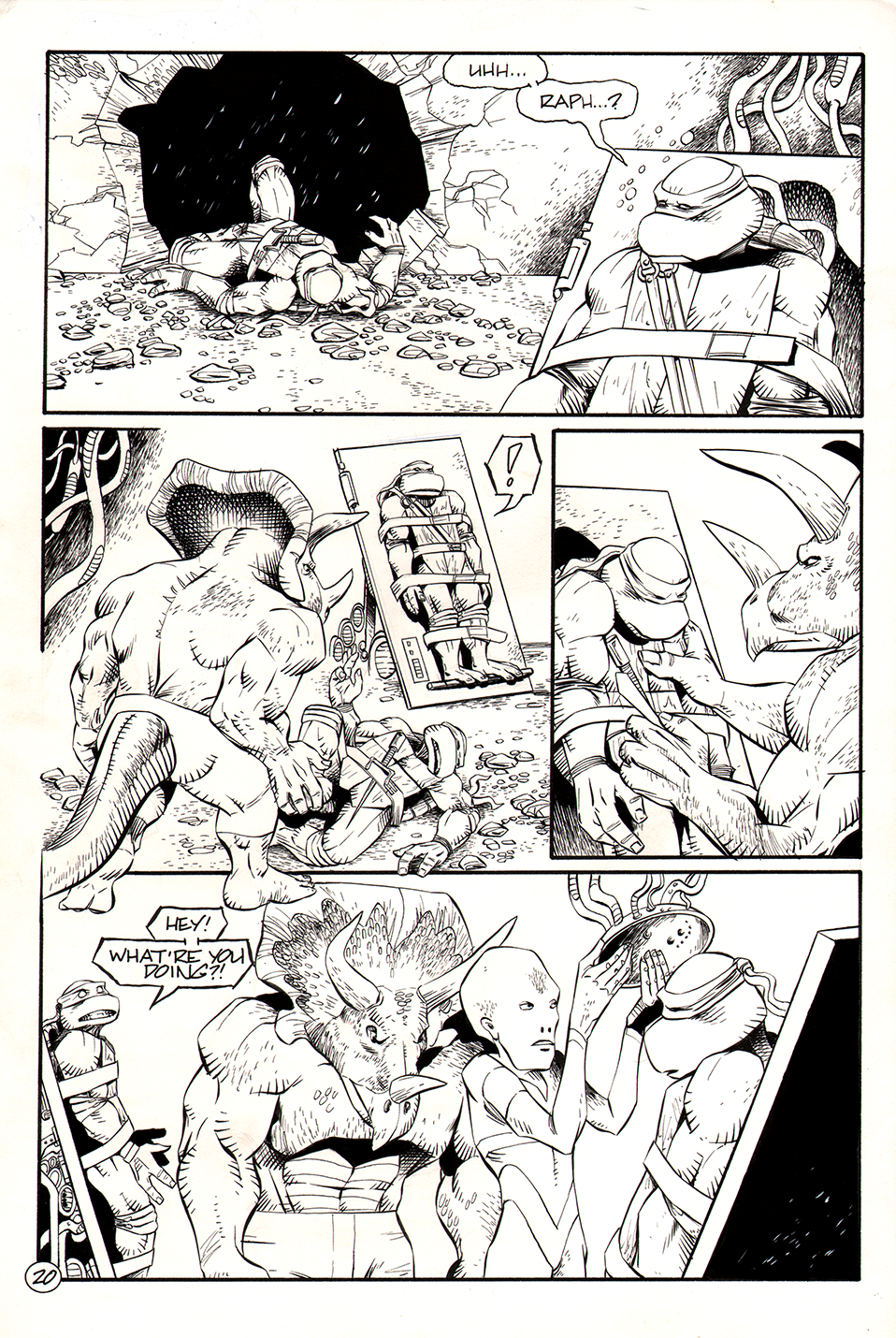 TMNT (color) #1, Inks over Jim Lawson