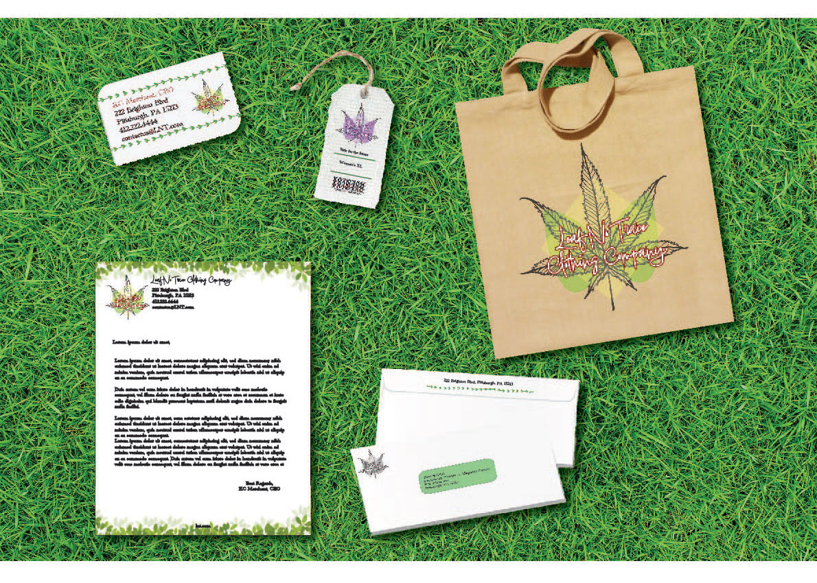Leaf No Trace Clothing Company creates hemp-based clothing. I used earth tones and plant centered design. Highlighting reusable/recyclable items is key to the message of my client.