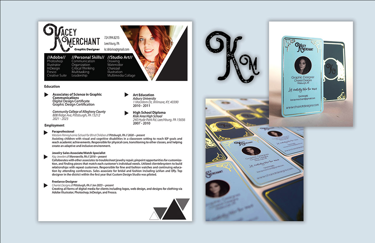 It is crucial to consider my business elements when trying to convey my overall design style effectively. I believe that they create a cohesive aesthetic of modern color and fonts while highlighting vintage geometry and piping.