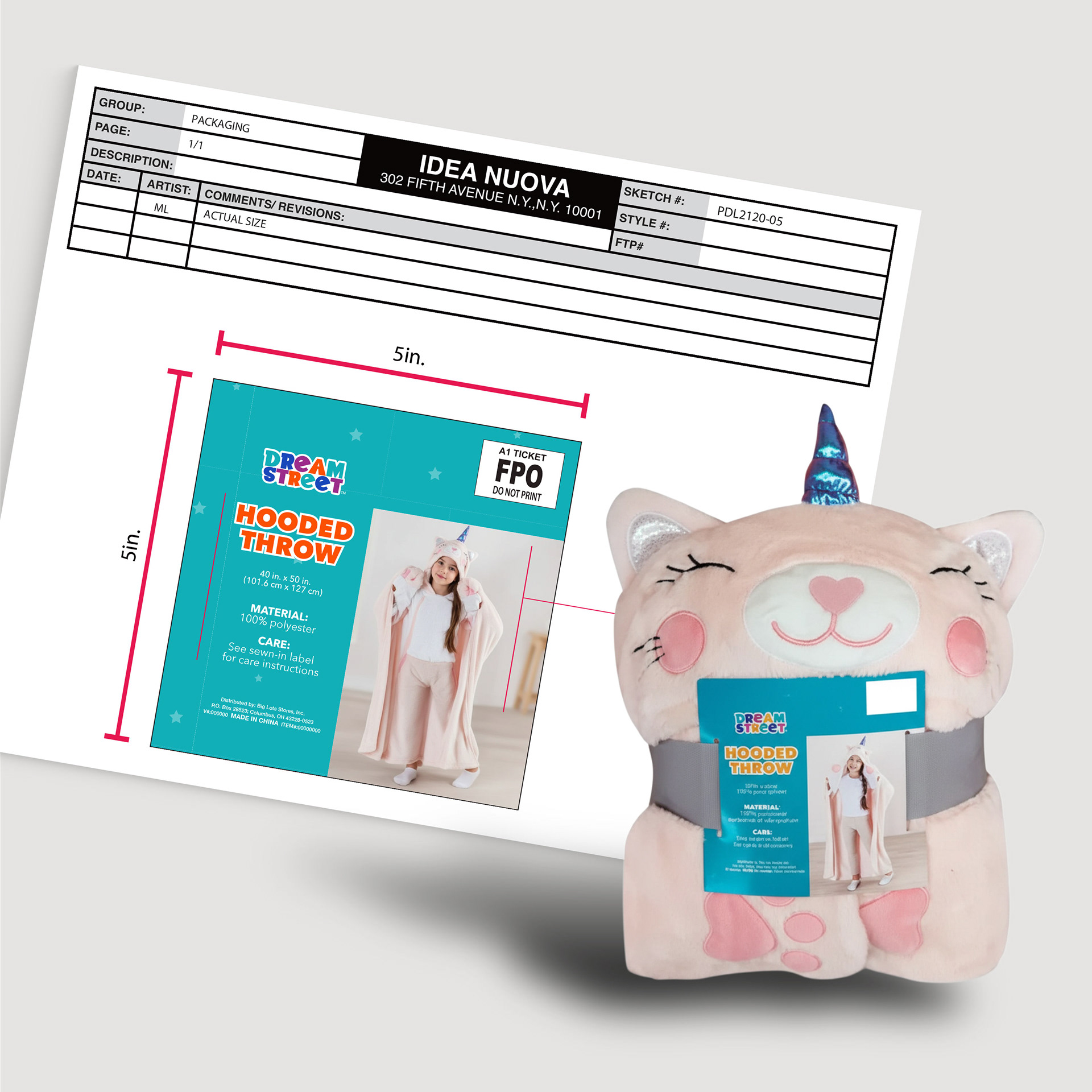 Packaging dieline and finished product application