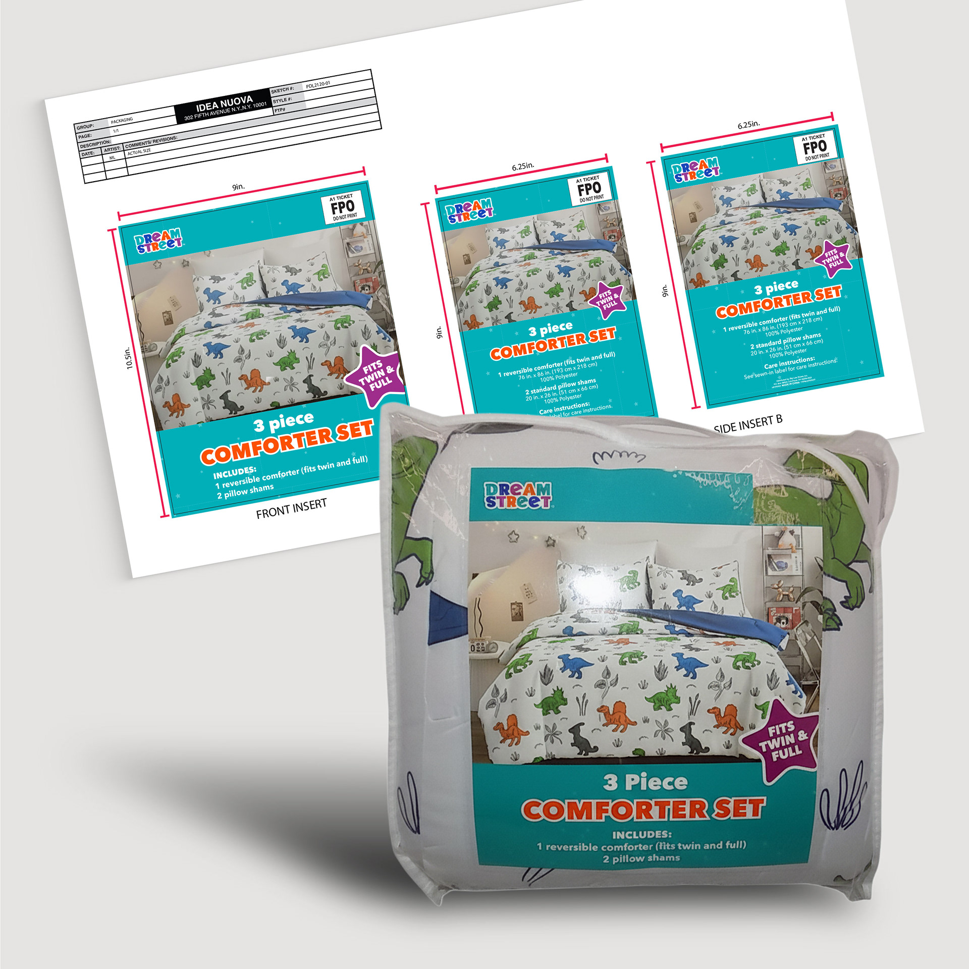 Packaging dieline and finished product application