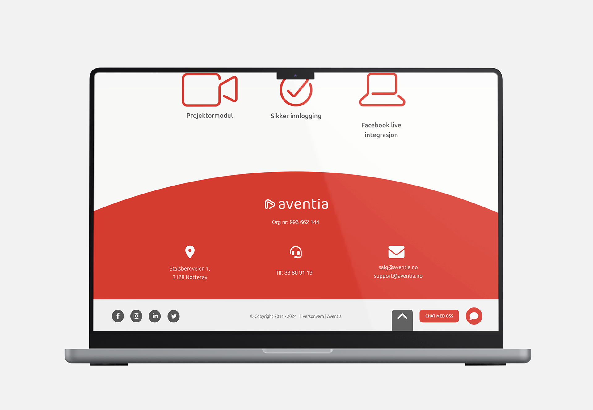 Nytt design av Aventia landingside: Footer