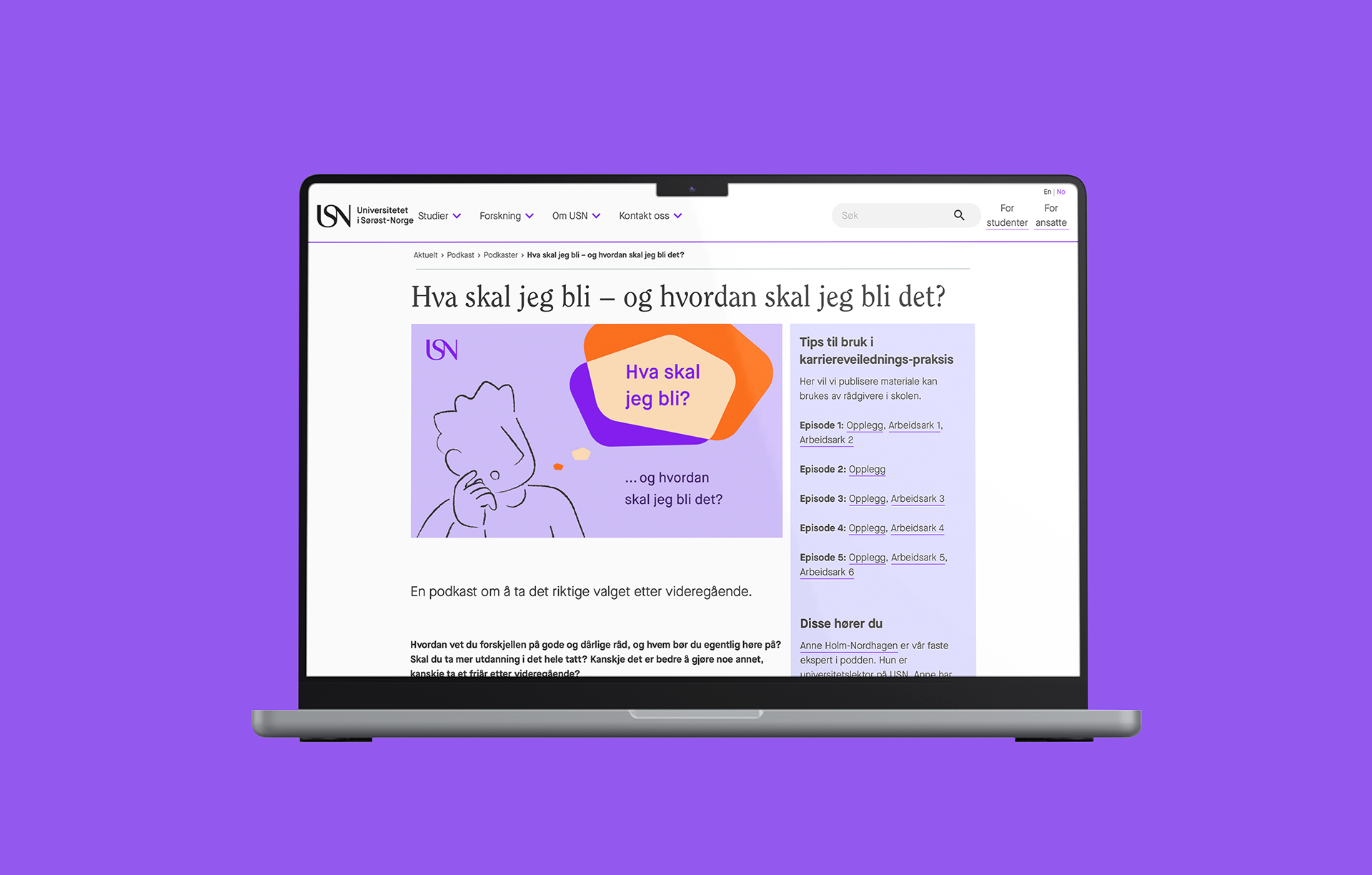 Podcast illustrasjonen på USN i webside