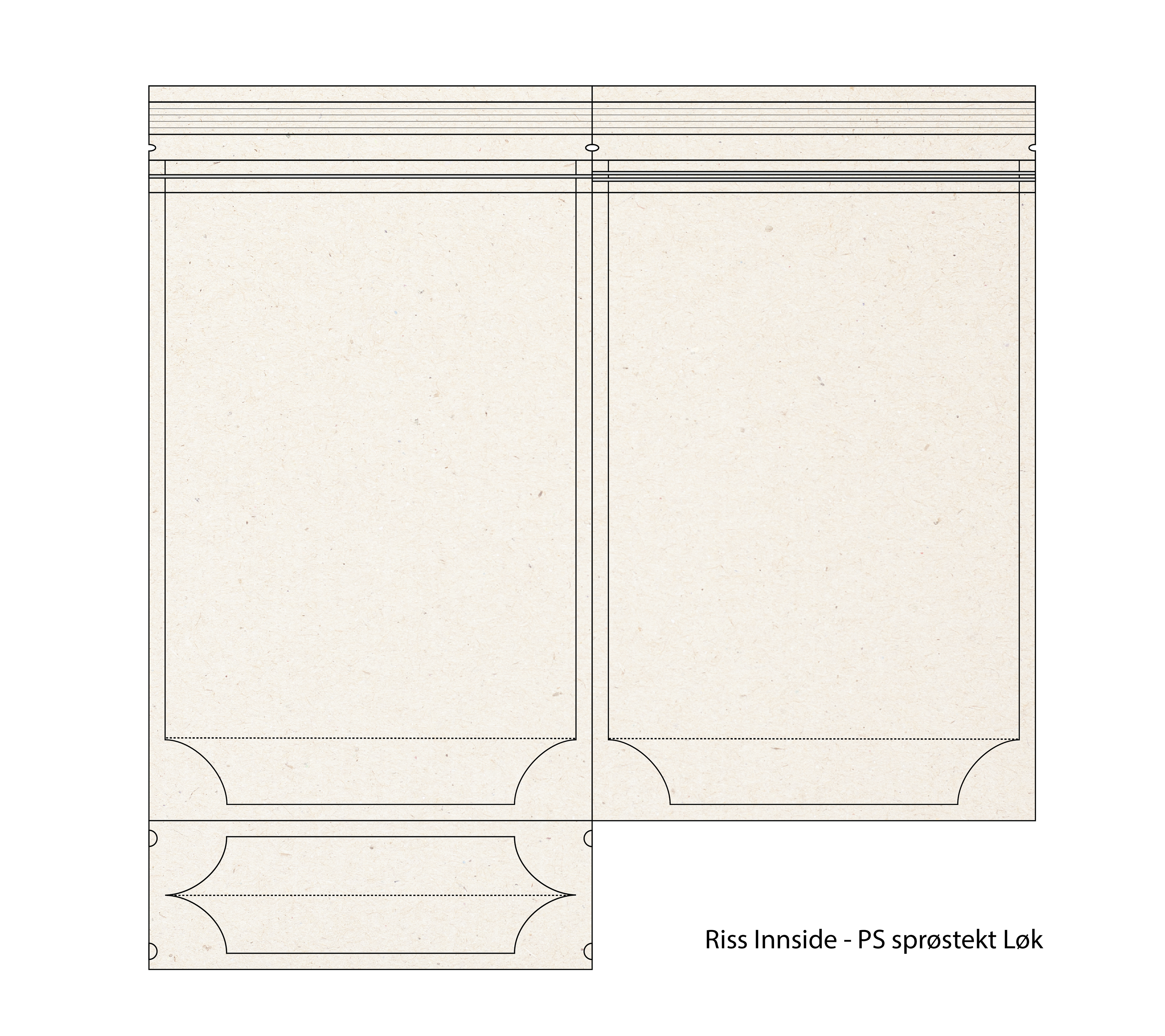 Riss av innsiden til PS Sprøstekt Løk emballasje