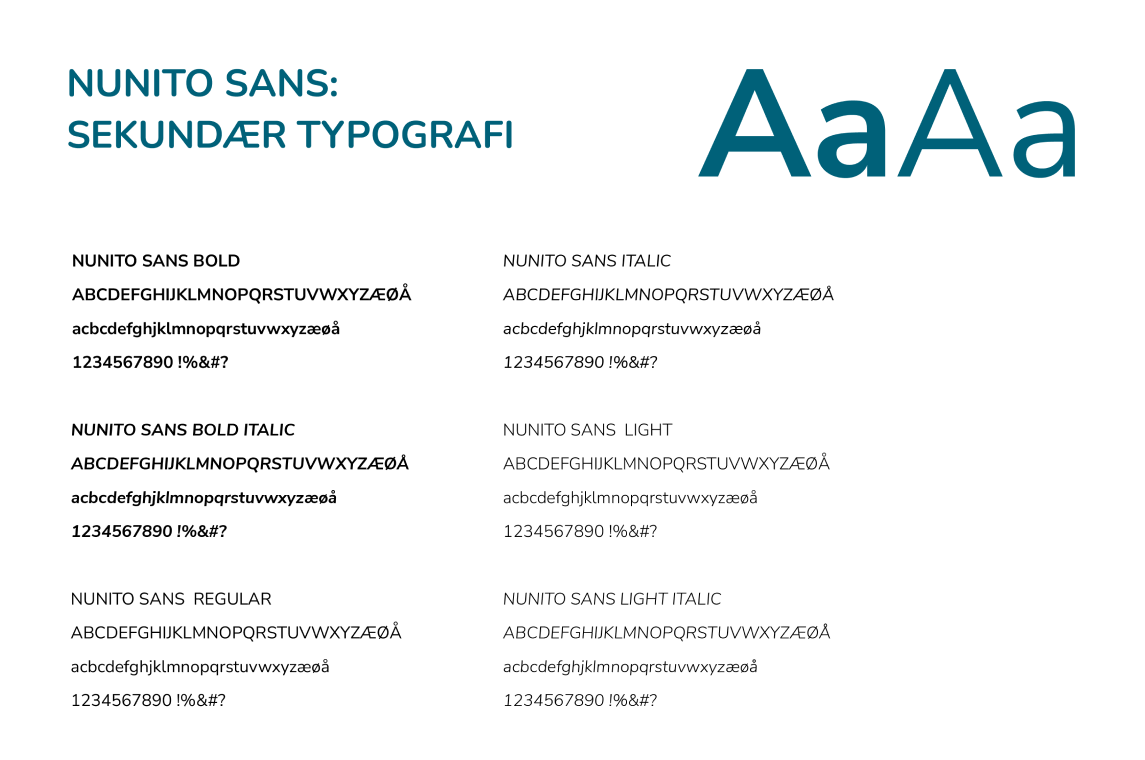Nunito Sans: Sekundær typografi