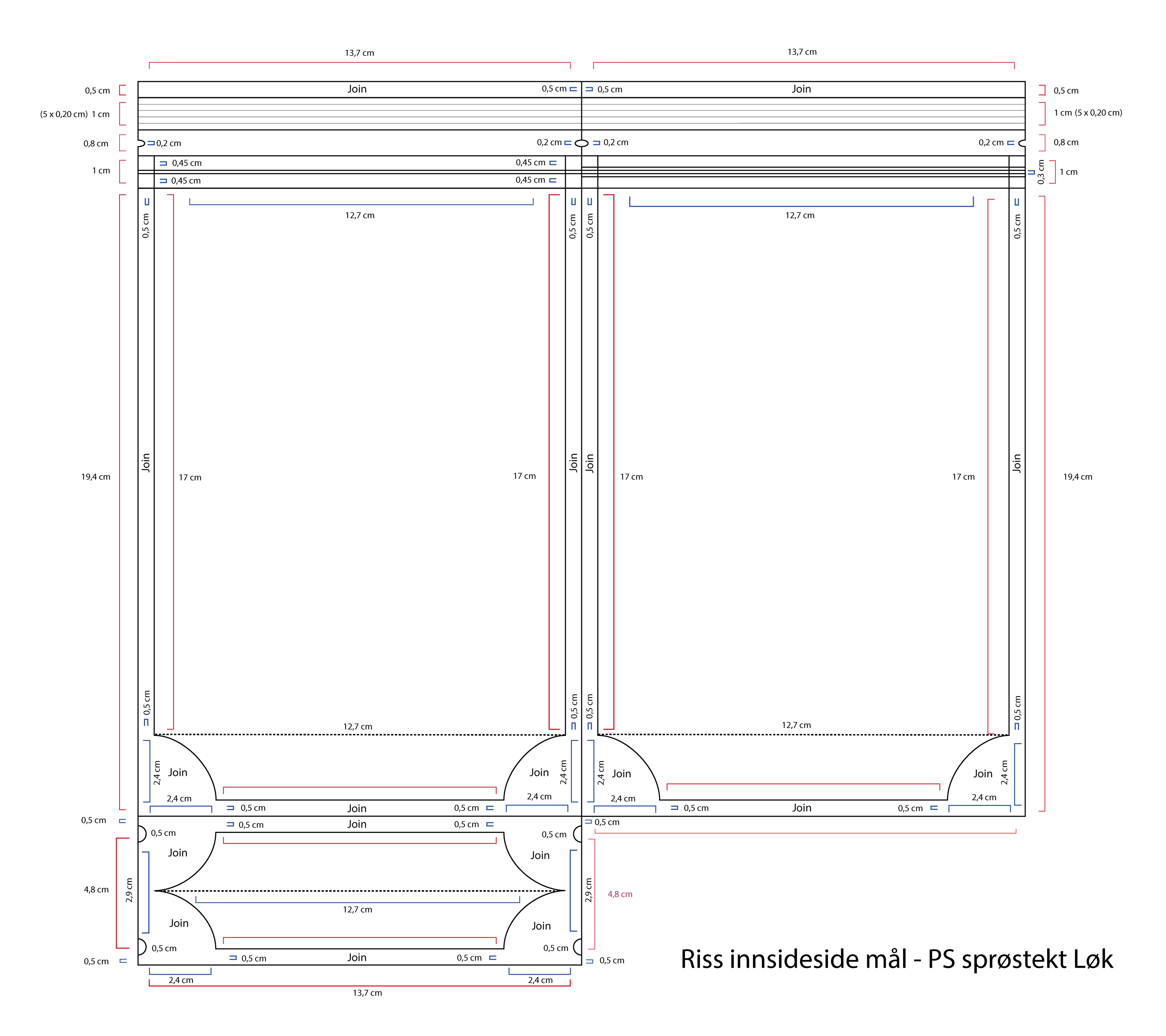 Riss med mål - innsiden til PS Sprøstekt Løk emballasje