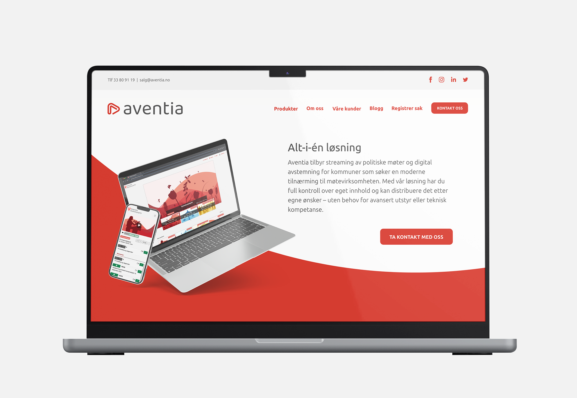 Nytt design av Aventia landingside