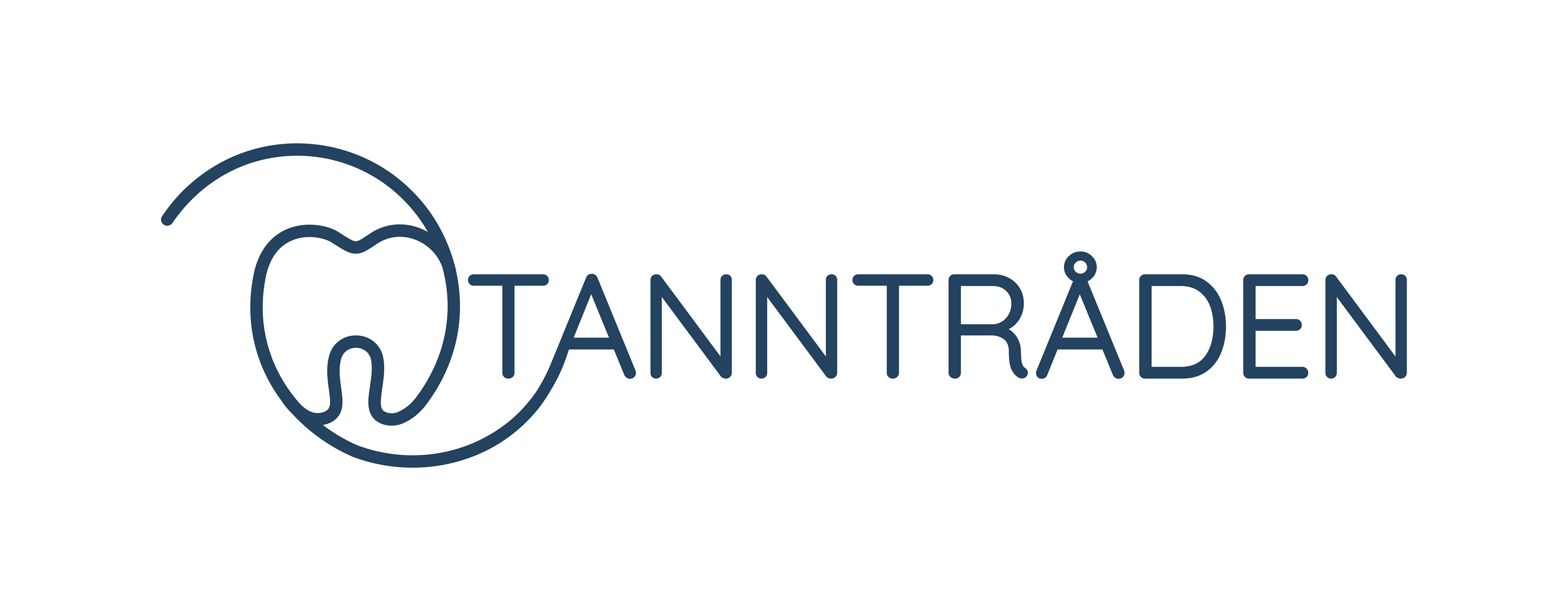 Tanntråden hvit logo på blå bakgrunn