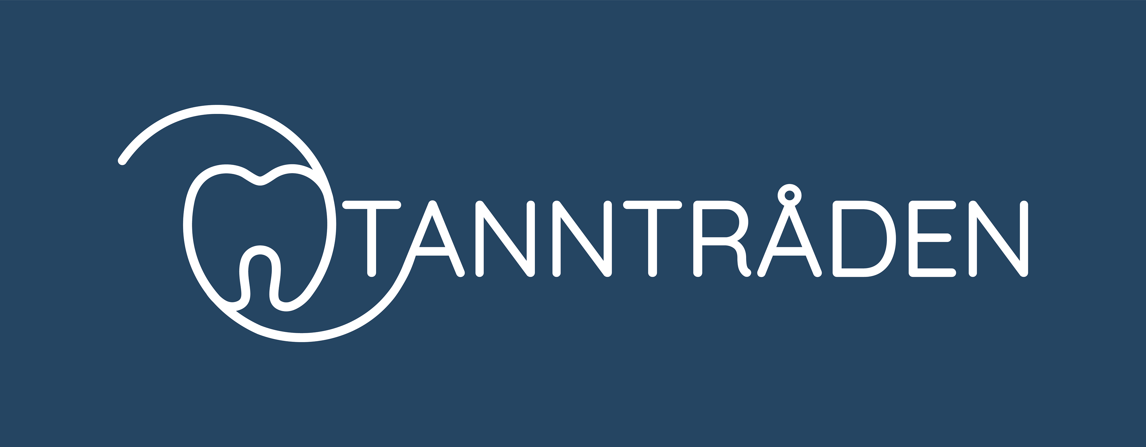 Tanntråden hvit logo på blå bakgrunn