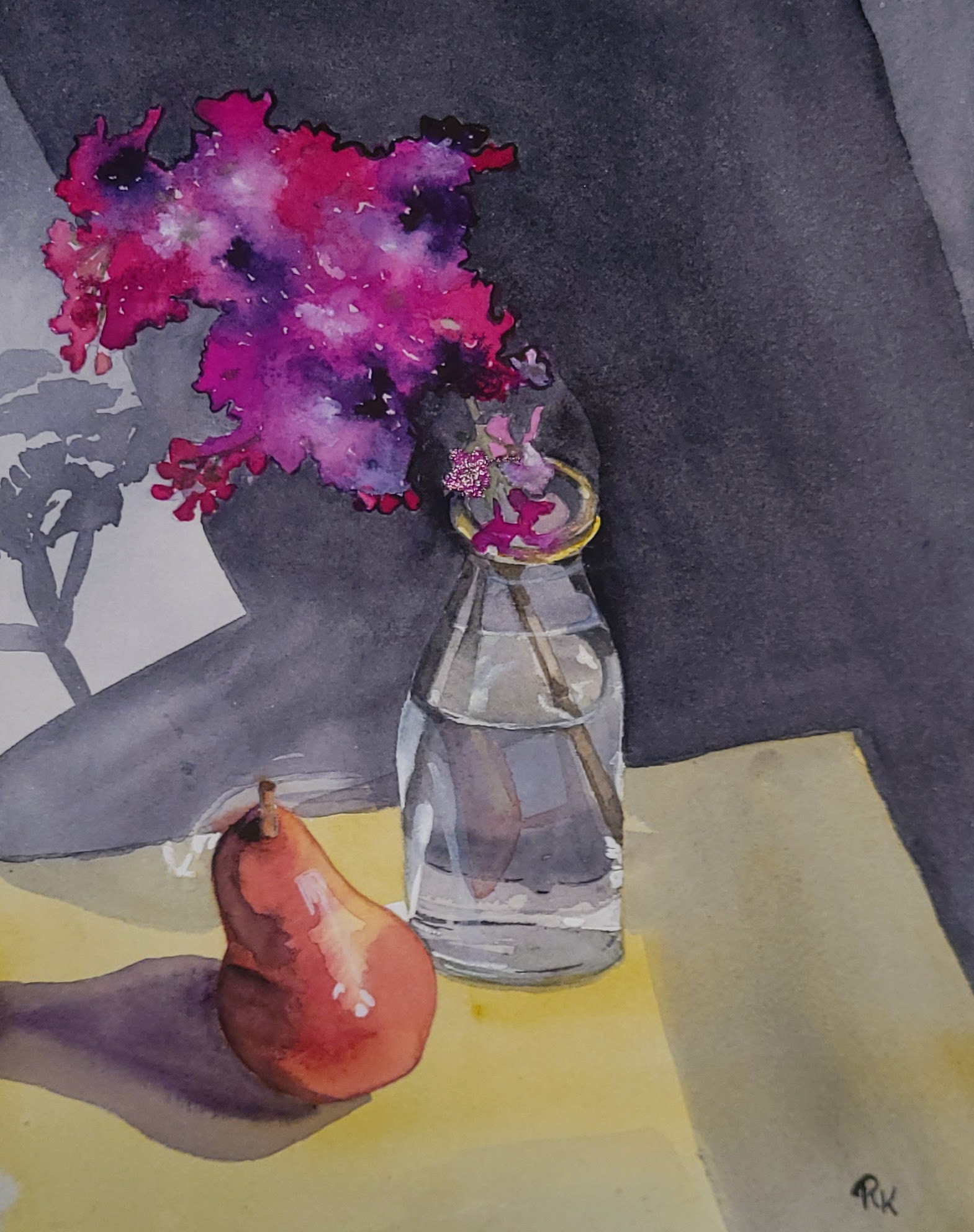 Pear and Flowers 8" x 10"