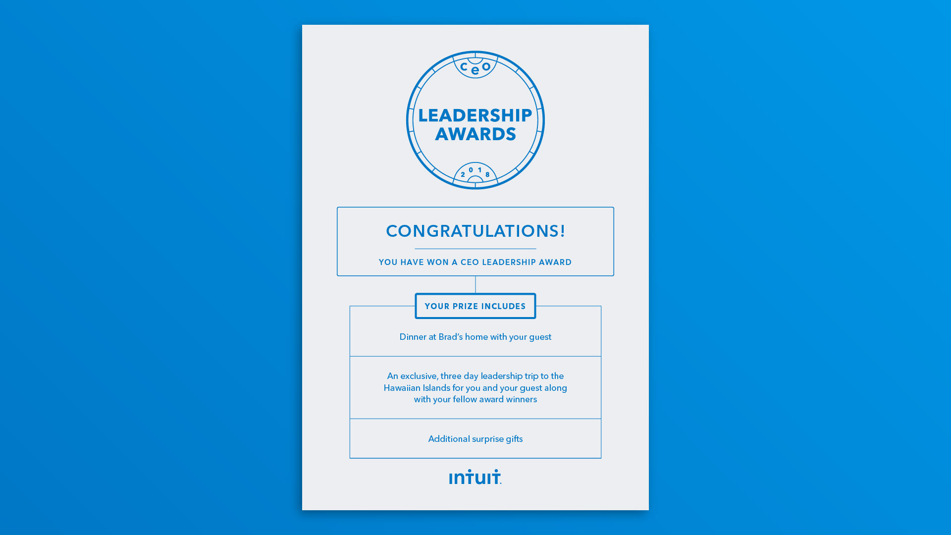 CEO Leadership Award Program Card