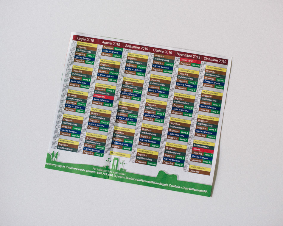 The 2019 recycling collection calendar.