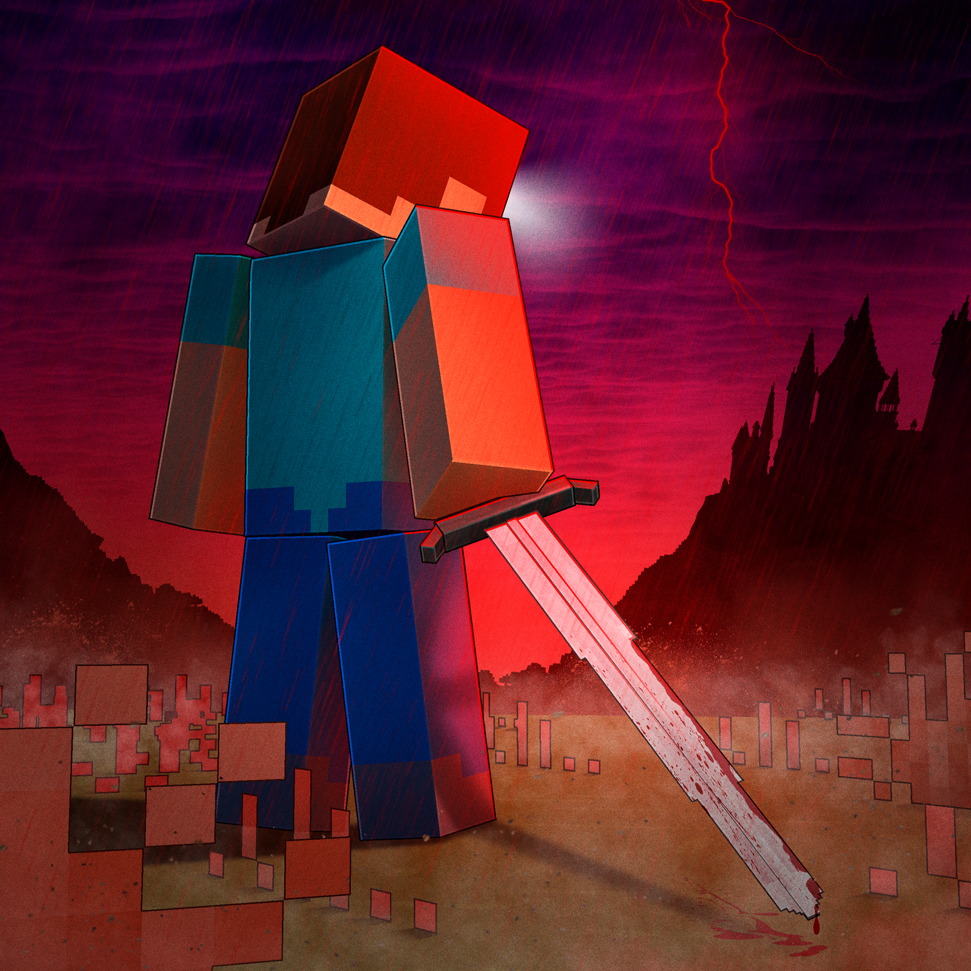 Herobrine horror art for social media