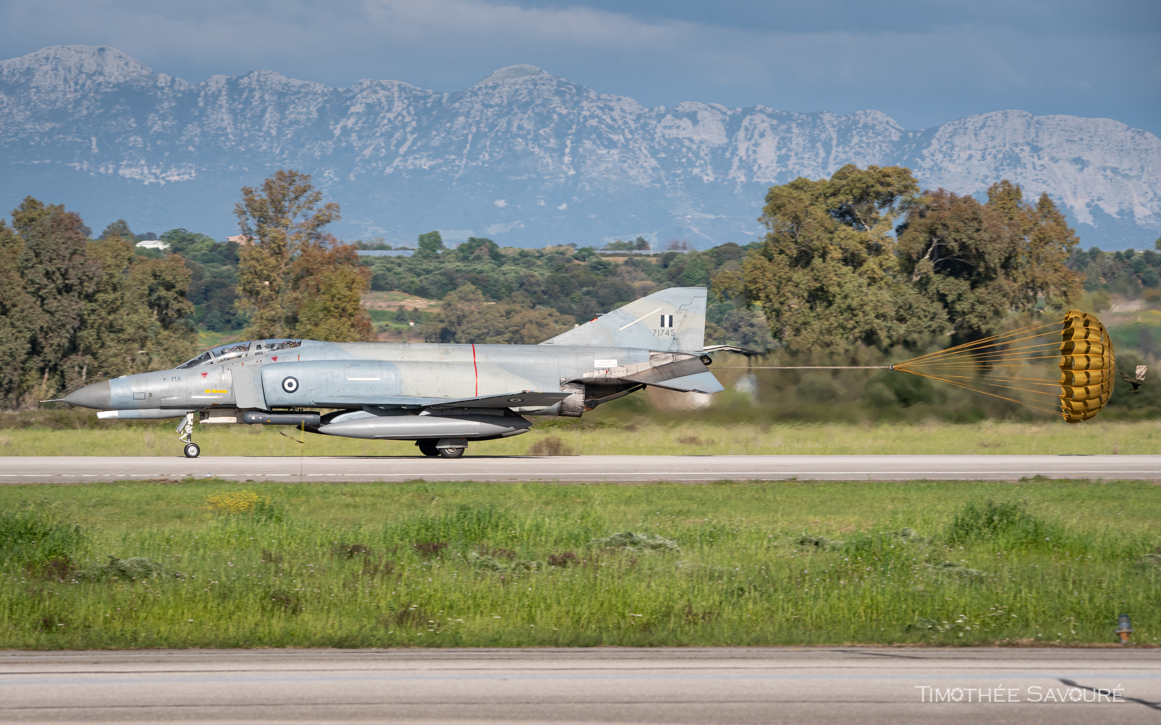 Hellenic Air Force F-4 Phantom with its drag chute deployed | 71745