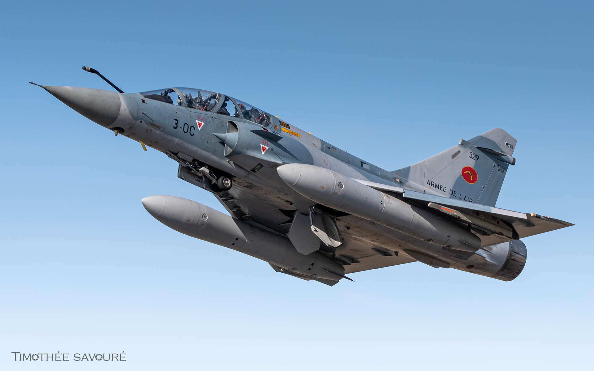 Mirage 2000B n°529 leaving for a training mission