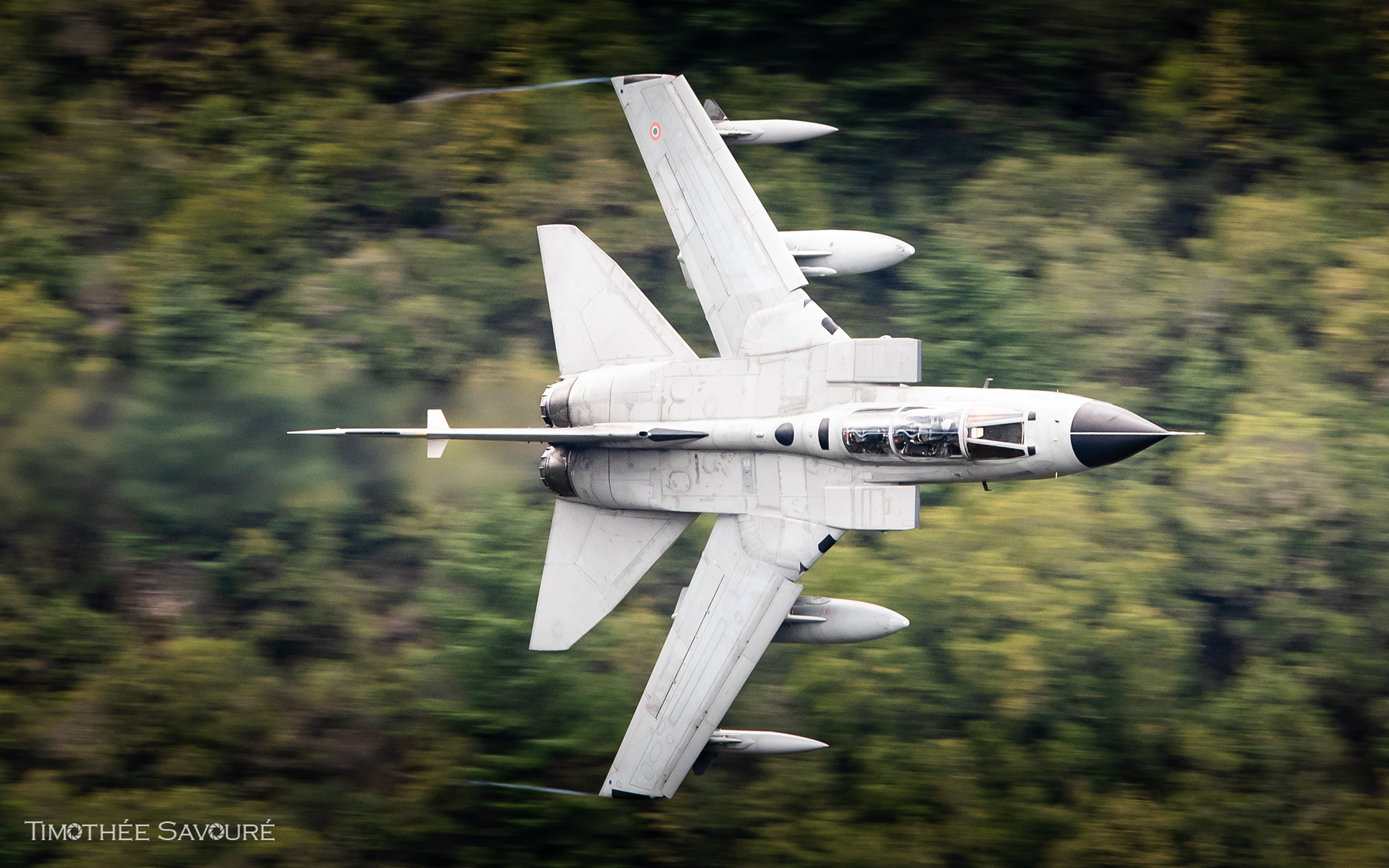 Aeronautica Militare (Italian Air Force) Panavia Tornado flying in Vouraikos Canyon during an INIOCHOS 2025 low-level training