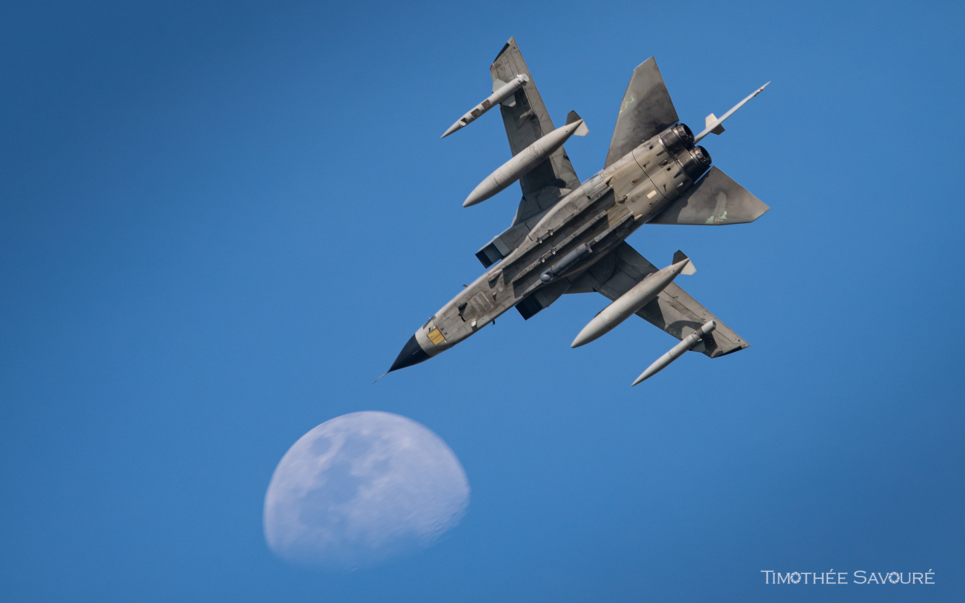 Moon crossing by this Italian Tornado over Andravida