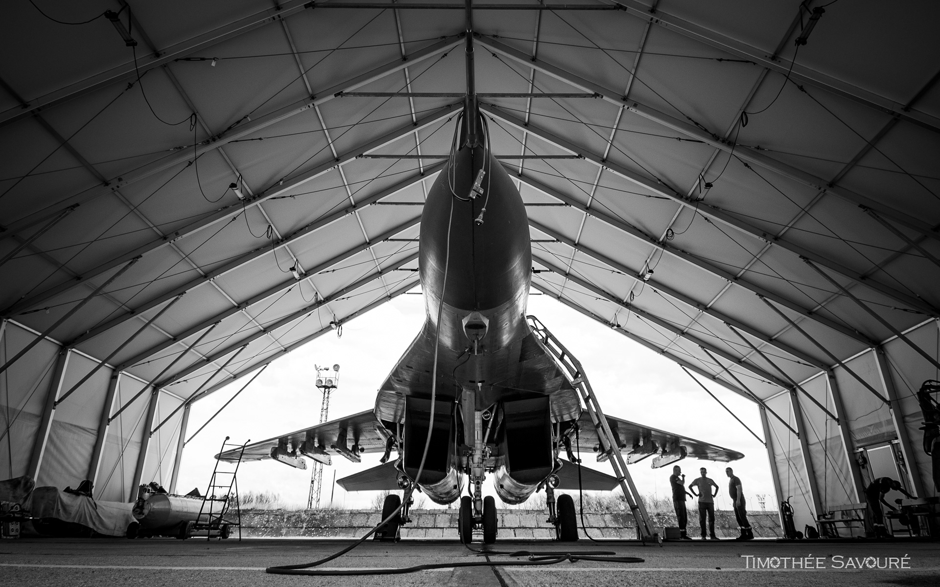 The unique shape of the MiG-29 resting under its shelter in 3rd Air Base
