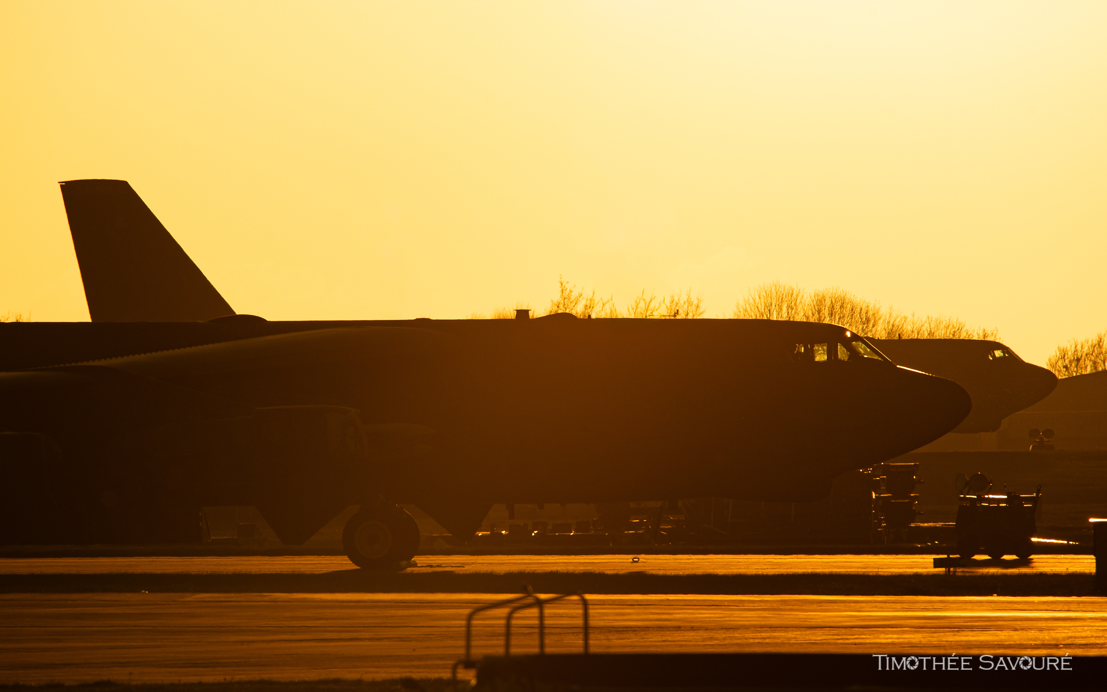 A pair of B-52H in Fairford in the evening sun
