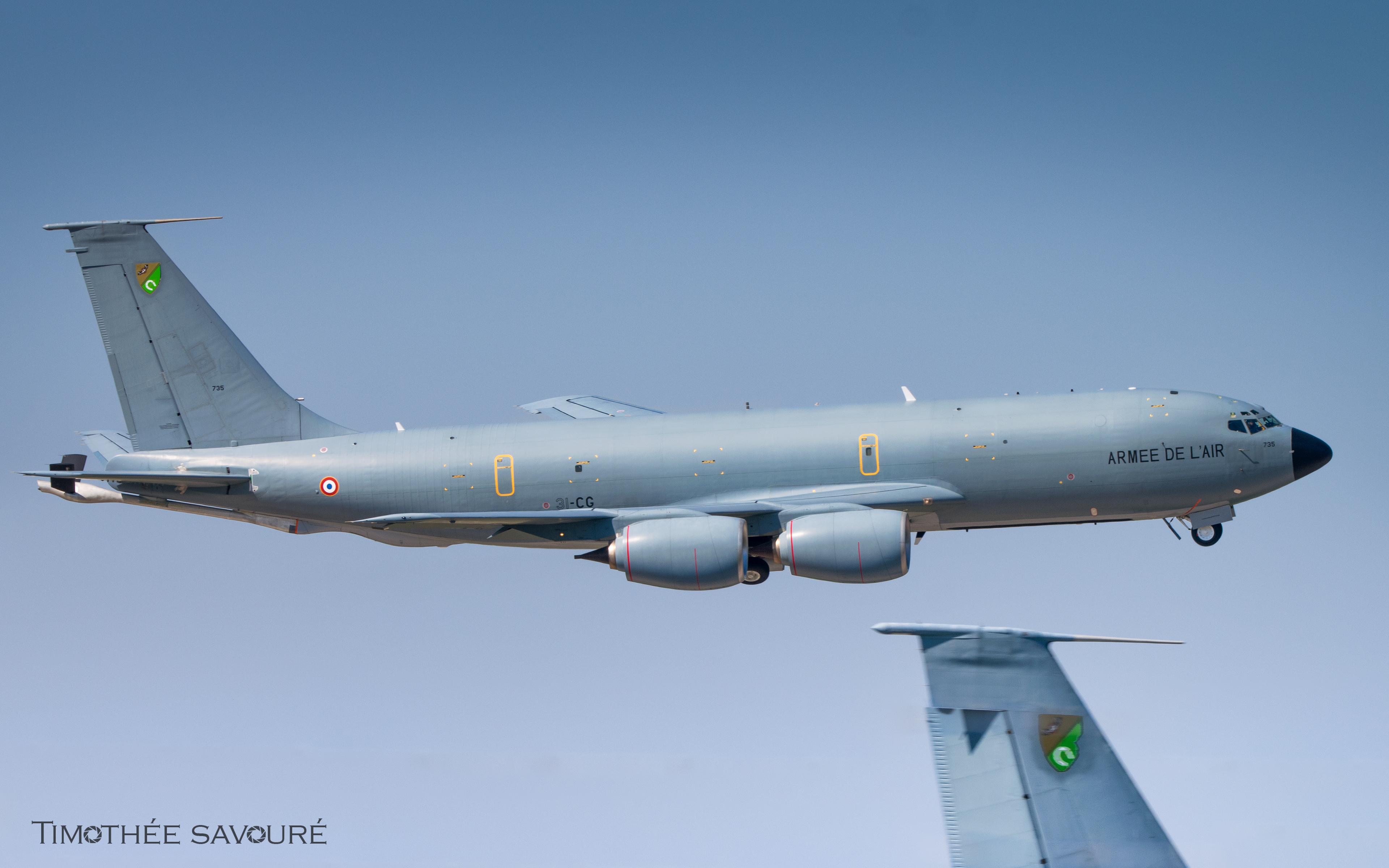 Wing wave for this C-135FR departing Nîmes after a maintenance check