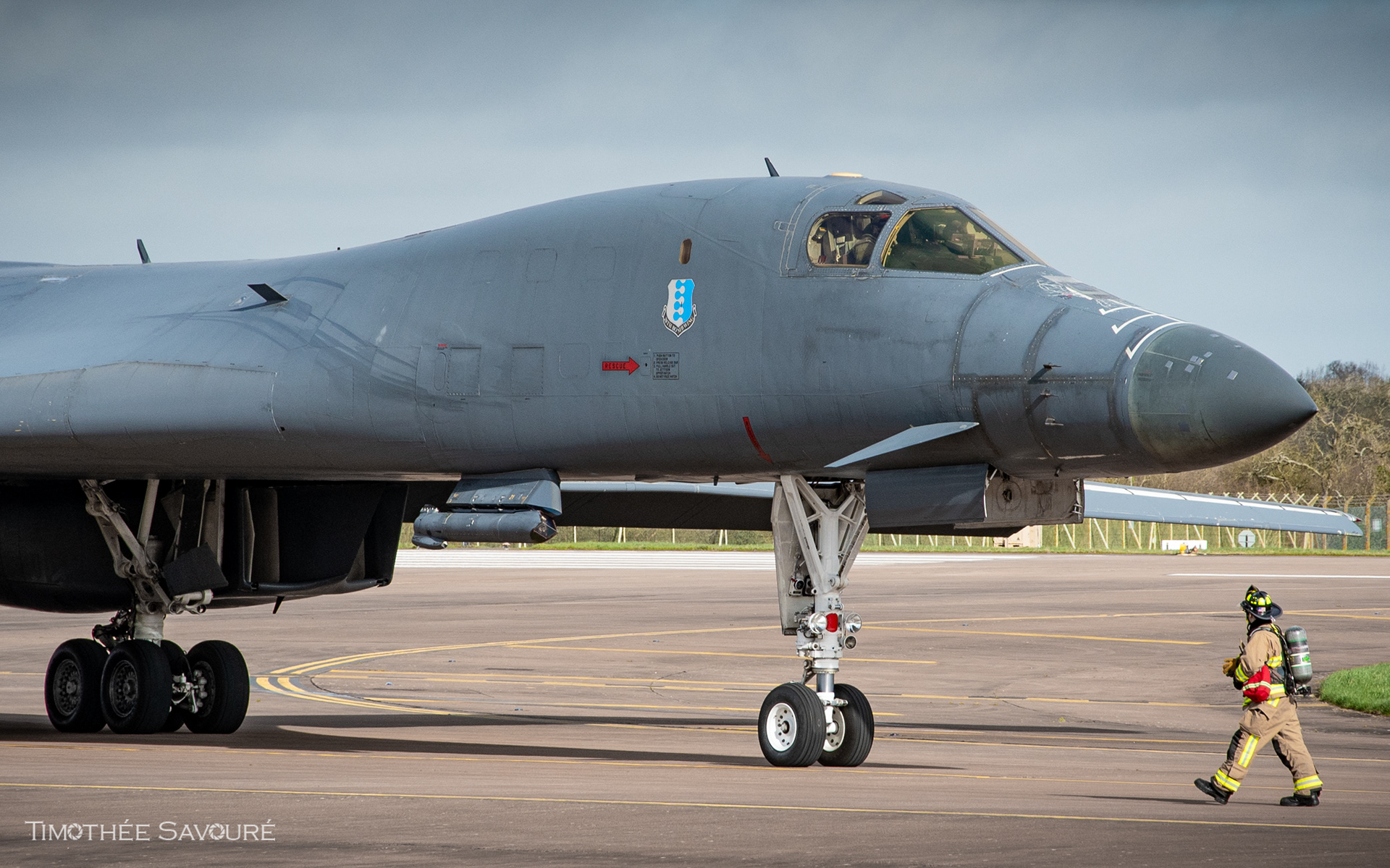 Back from a mission in the Middle East, this B-1 has to be inspected to check on the bomb bays