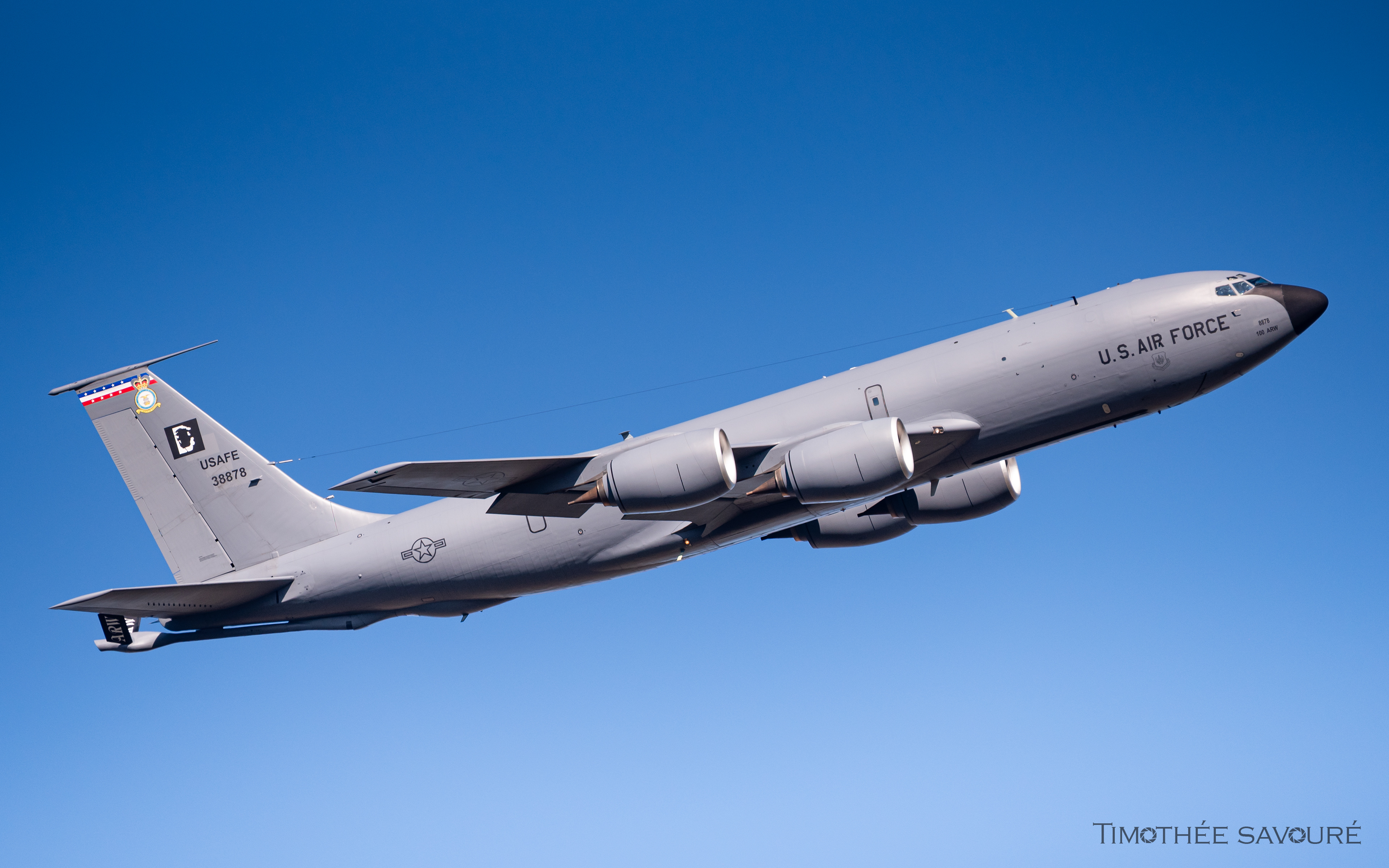 US Air Forces in Europe KC-135R conducting routine circuits in Mildenhall