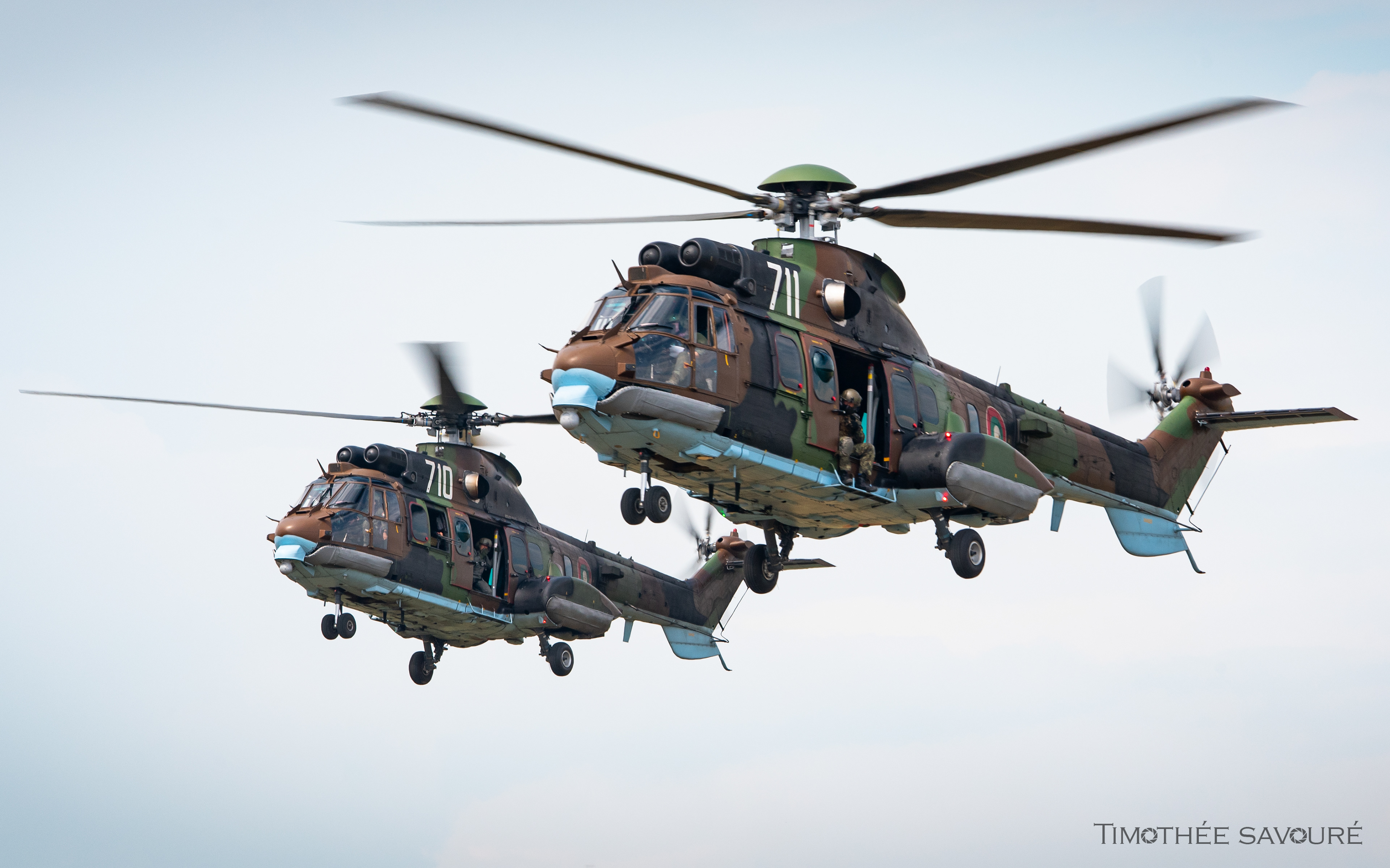 The pair of AS532 Cougar involved in the maneuvers during Thracian Blade 2026