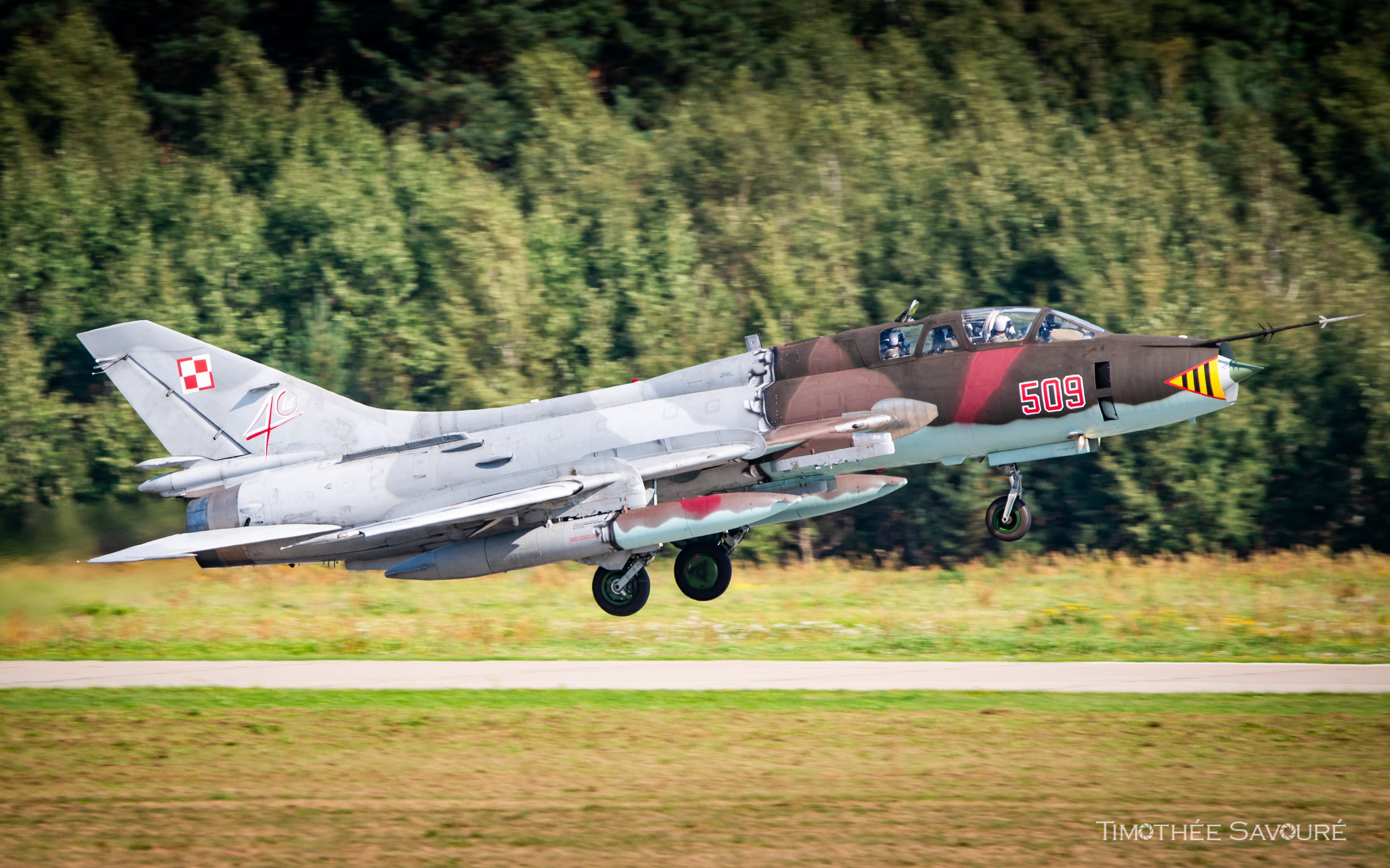 Departure from Mirosławiec for this Su-22UM3K with a hybrid livery