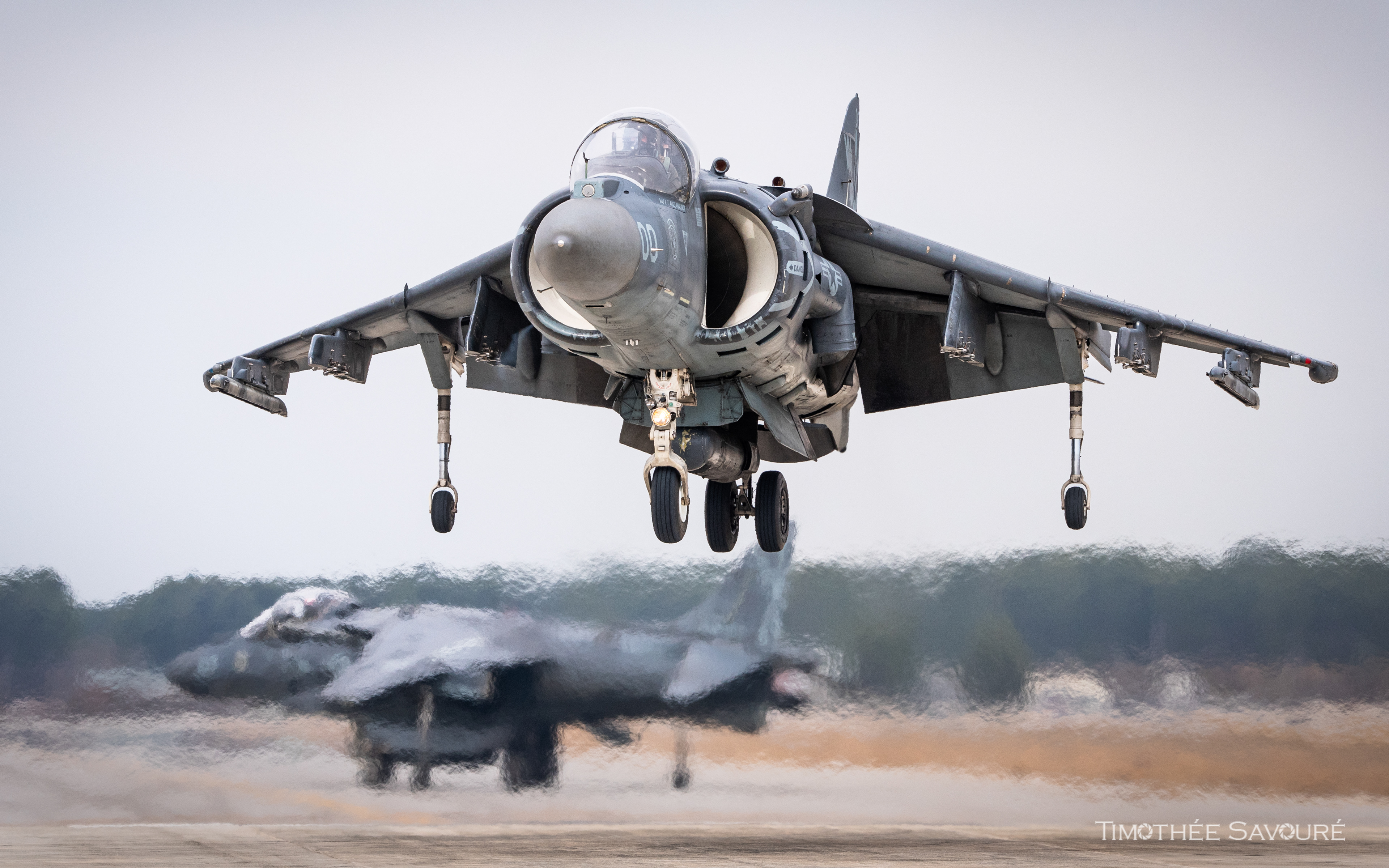 US Marine Corps AV-8B+ Harrier II VSTOL landing MCAS Cherry Point
