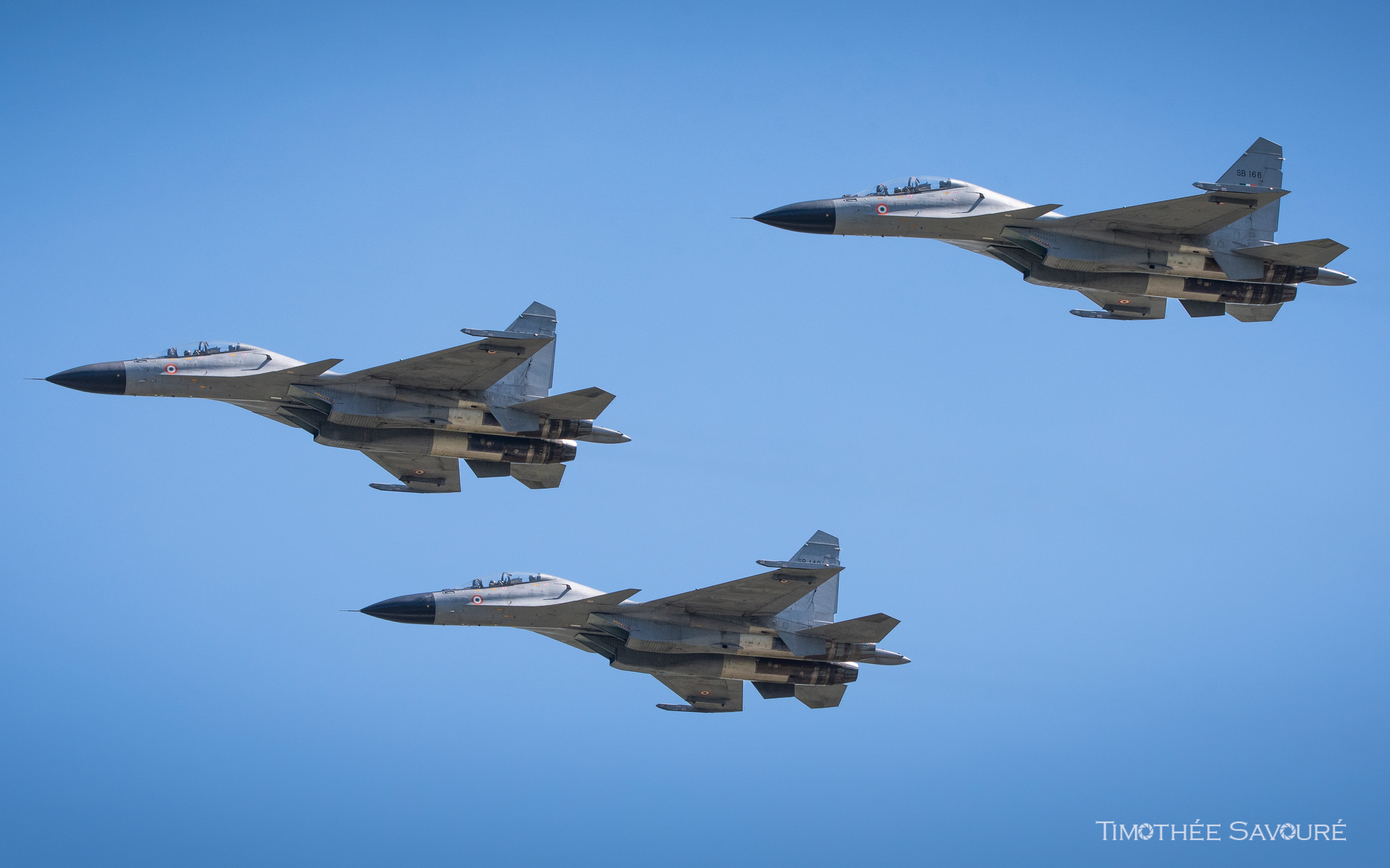 Trio of Indian Air Force Sukhoi Su-30MKI before landing back from a mission
