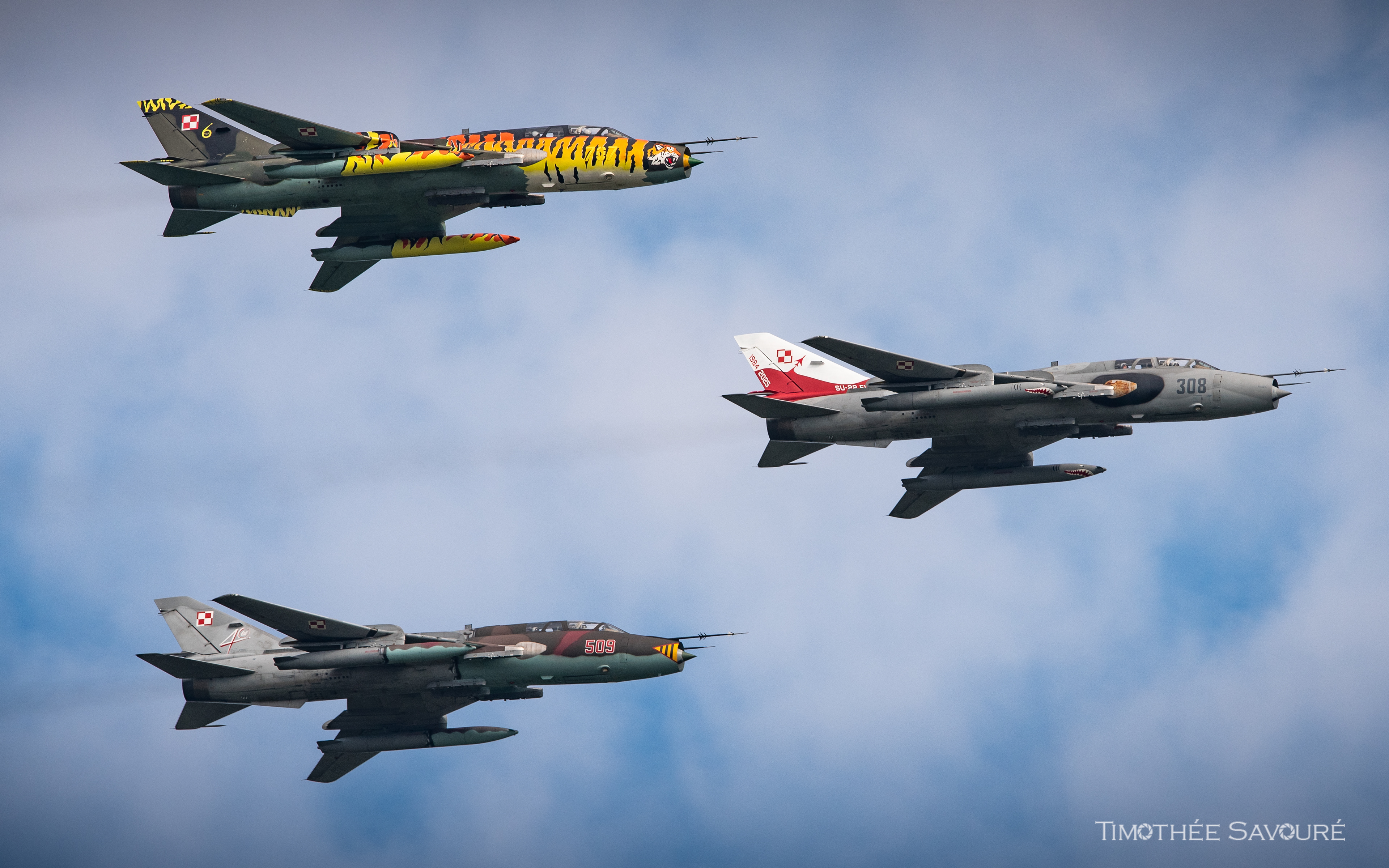 The trio of specially decorated Fitters recovering to Mirosławiec during the retirement ceremony