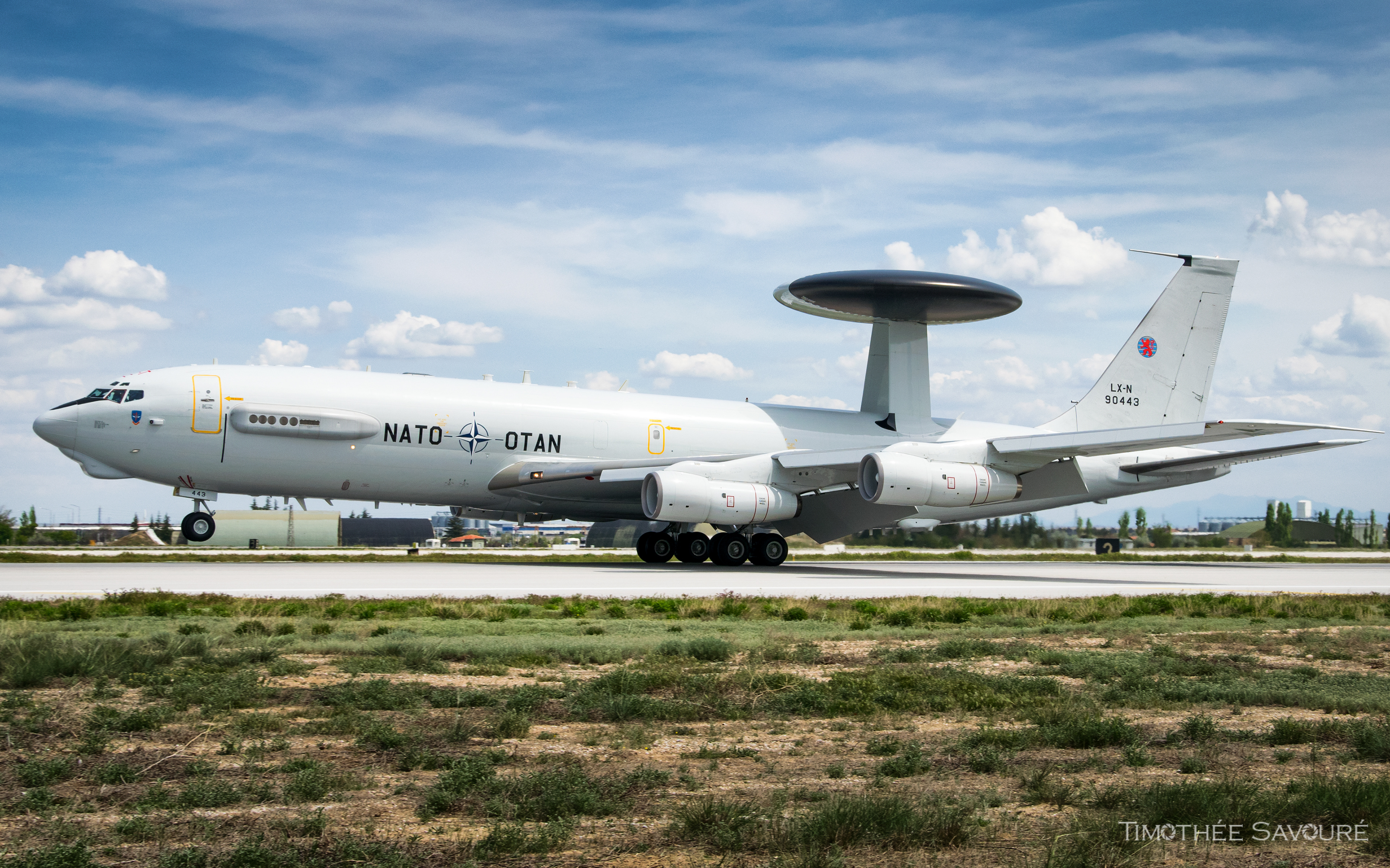 NATO E-3A AWACS landing after a mission