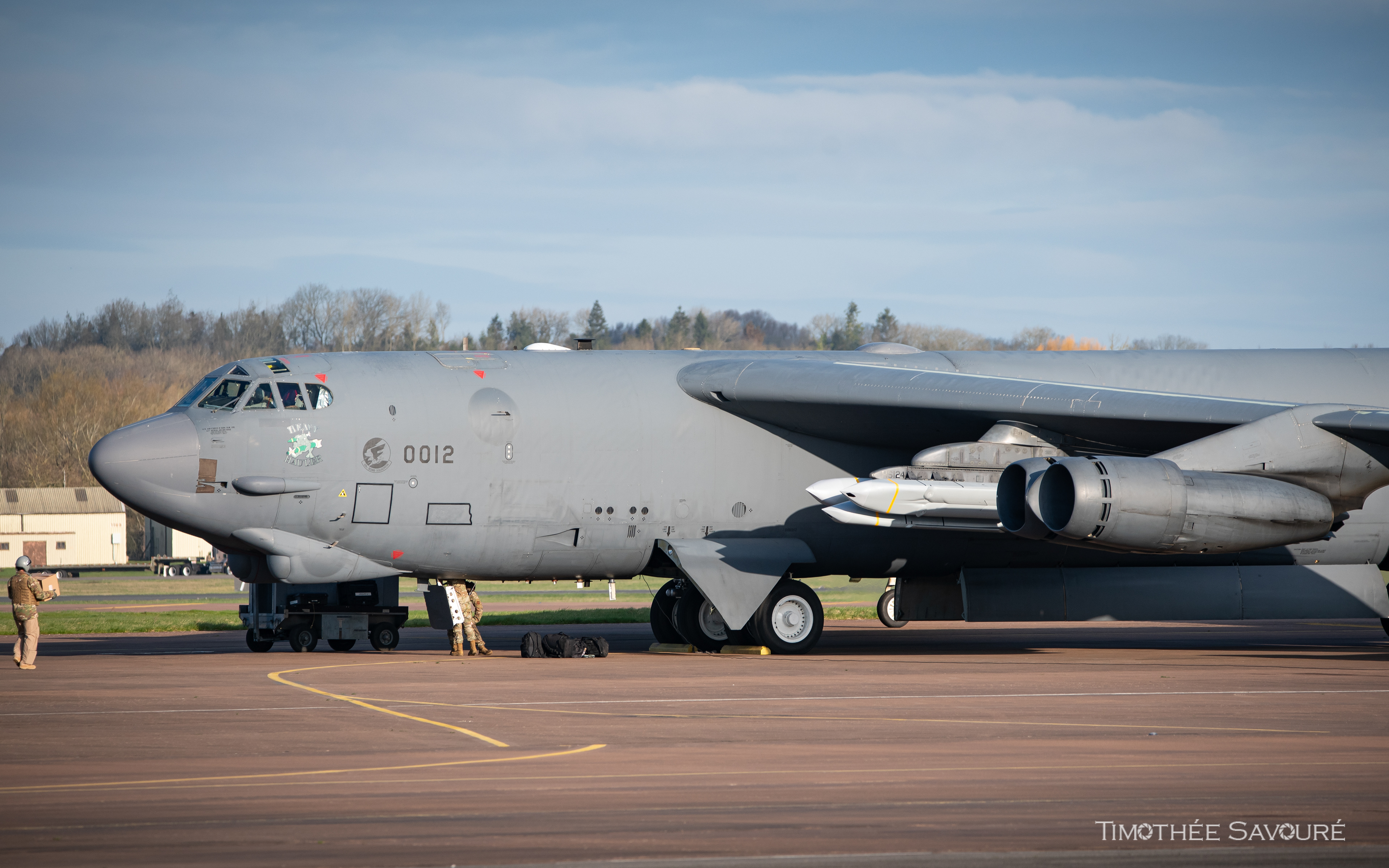 Final checks before departing for a 17-hour mission