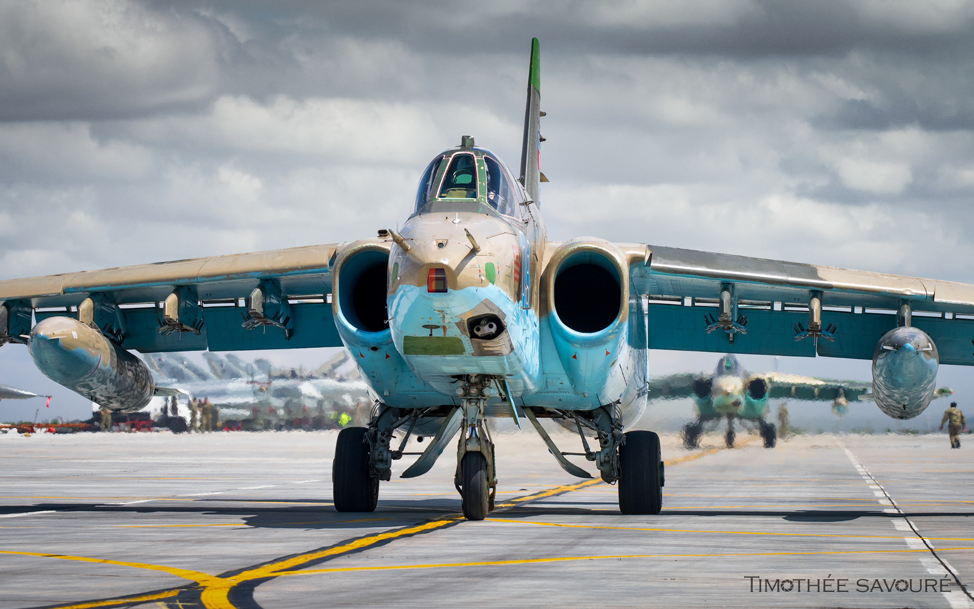 Azerbaijan Air Force Sukhoi Su-25 Frogfoots taxiing for take-off