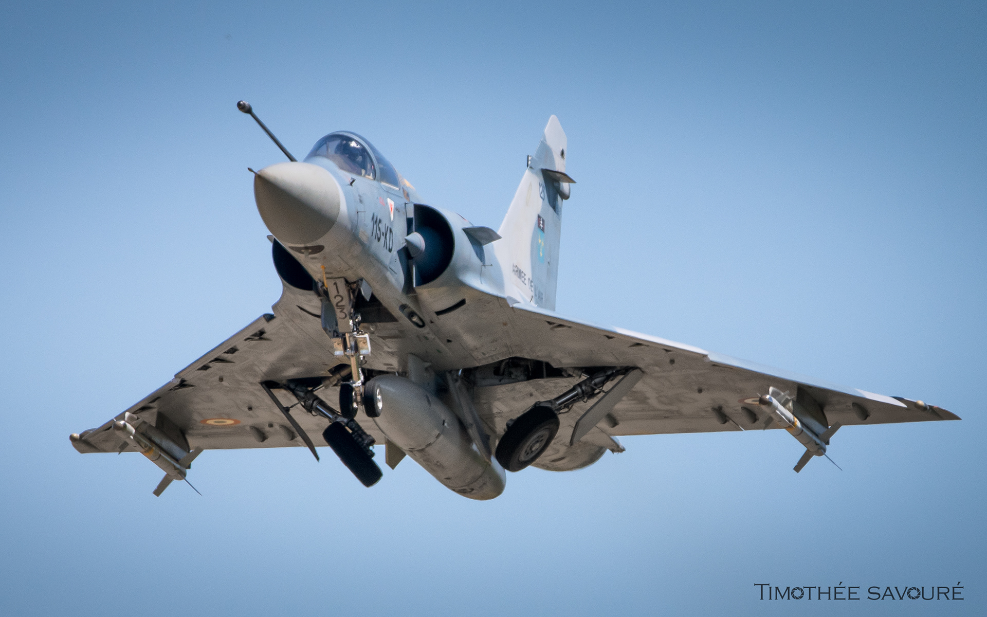 Mirage 2000C n°123 equipped with Magic II missiles back from a QRA mission