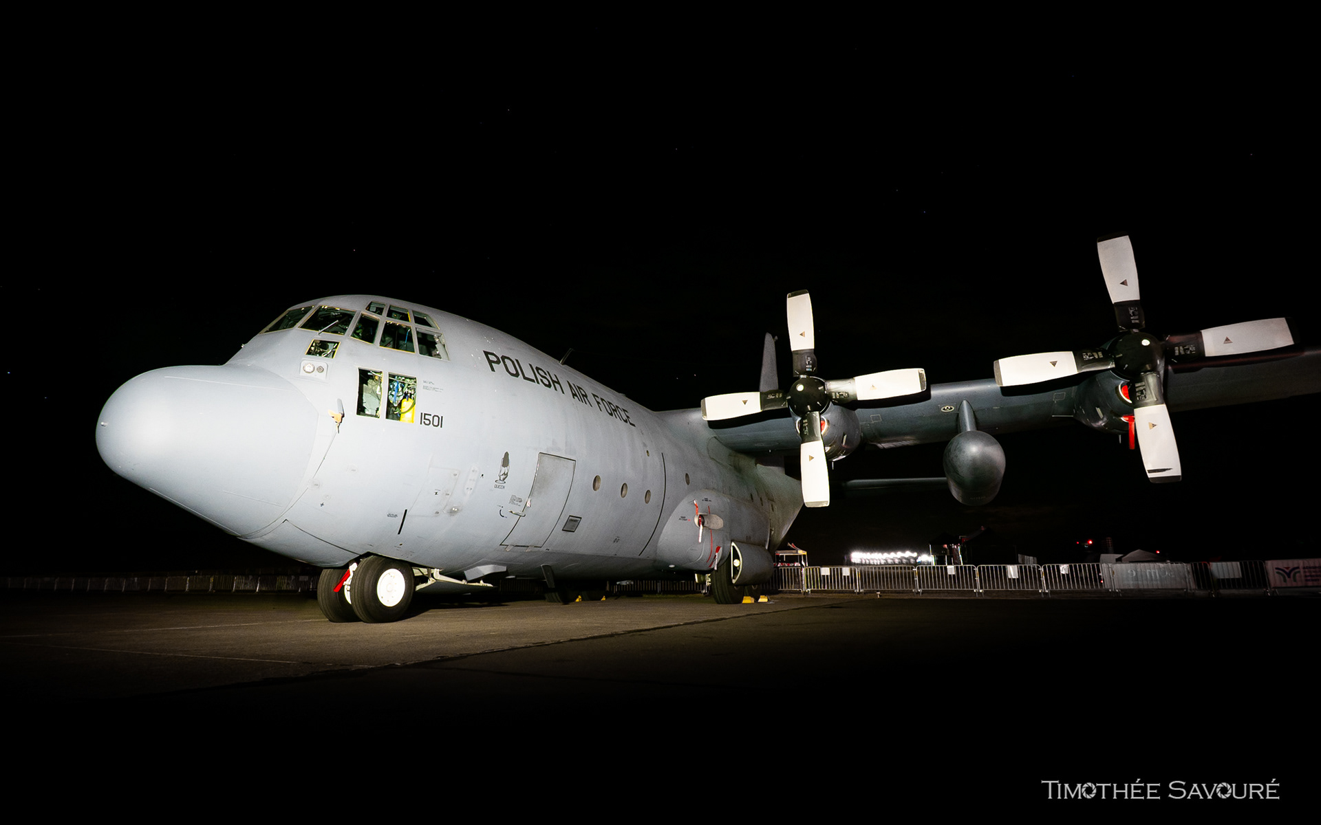 The support aircraft from the Polish Tiger Demo Team was this C-130H Hercules