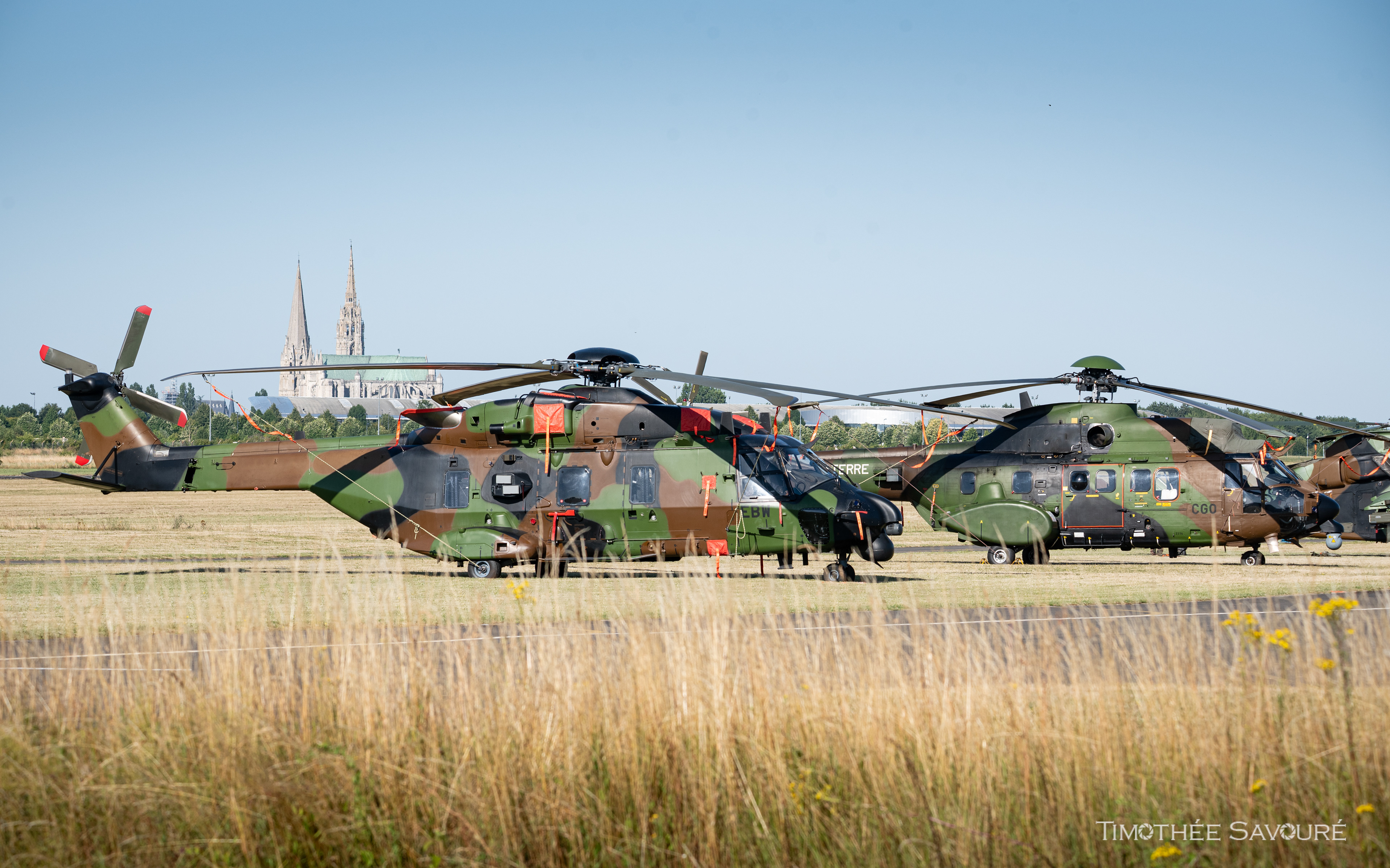 NH-90 and Cougar in Chartres before Bastille Day 2025