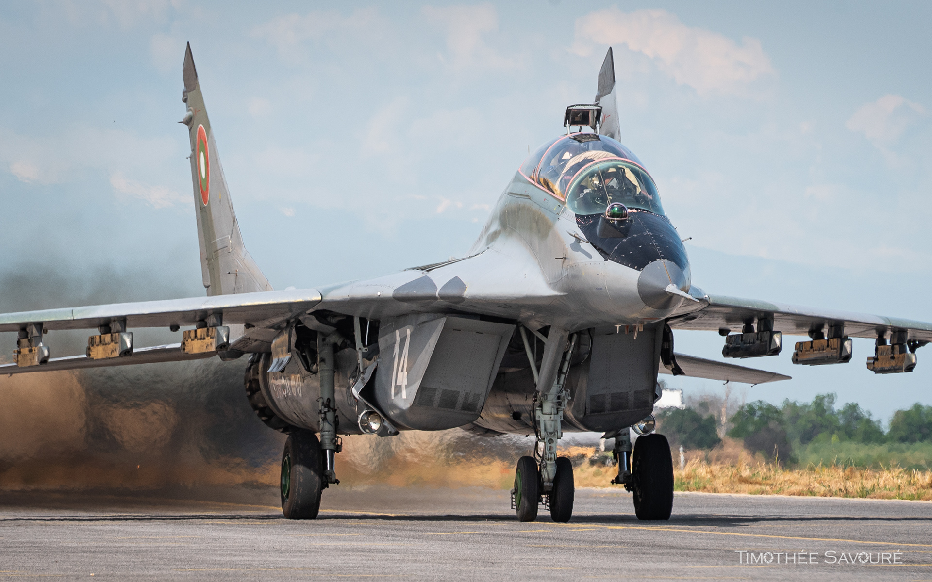 Bulgarian MiG-29UB taxiing in Graf Ignatievo AFB