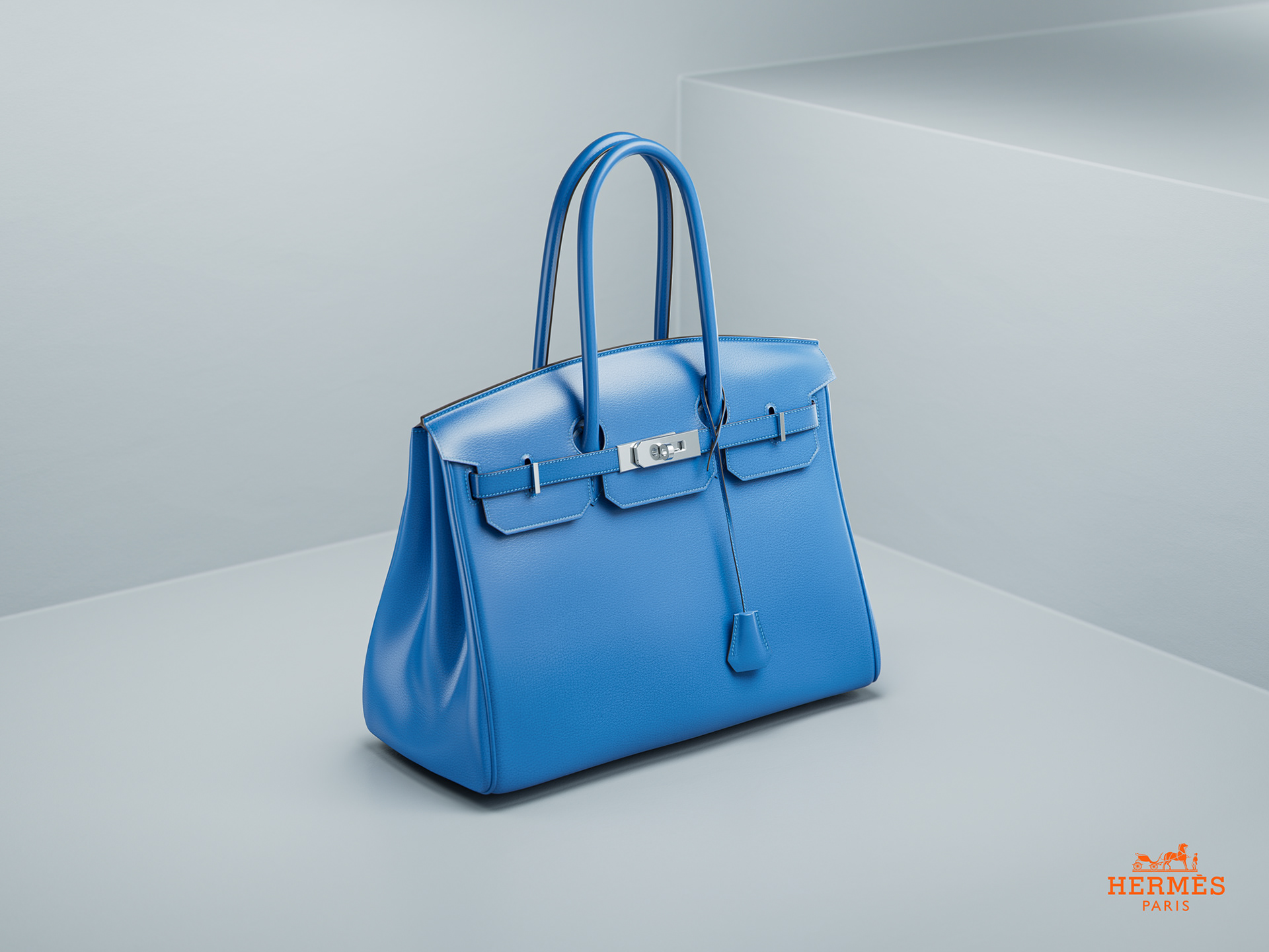 3D model Hermes Birkin Faubourg Bag Blue VR / AR / low-poly